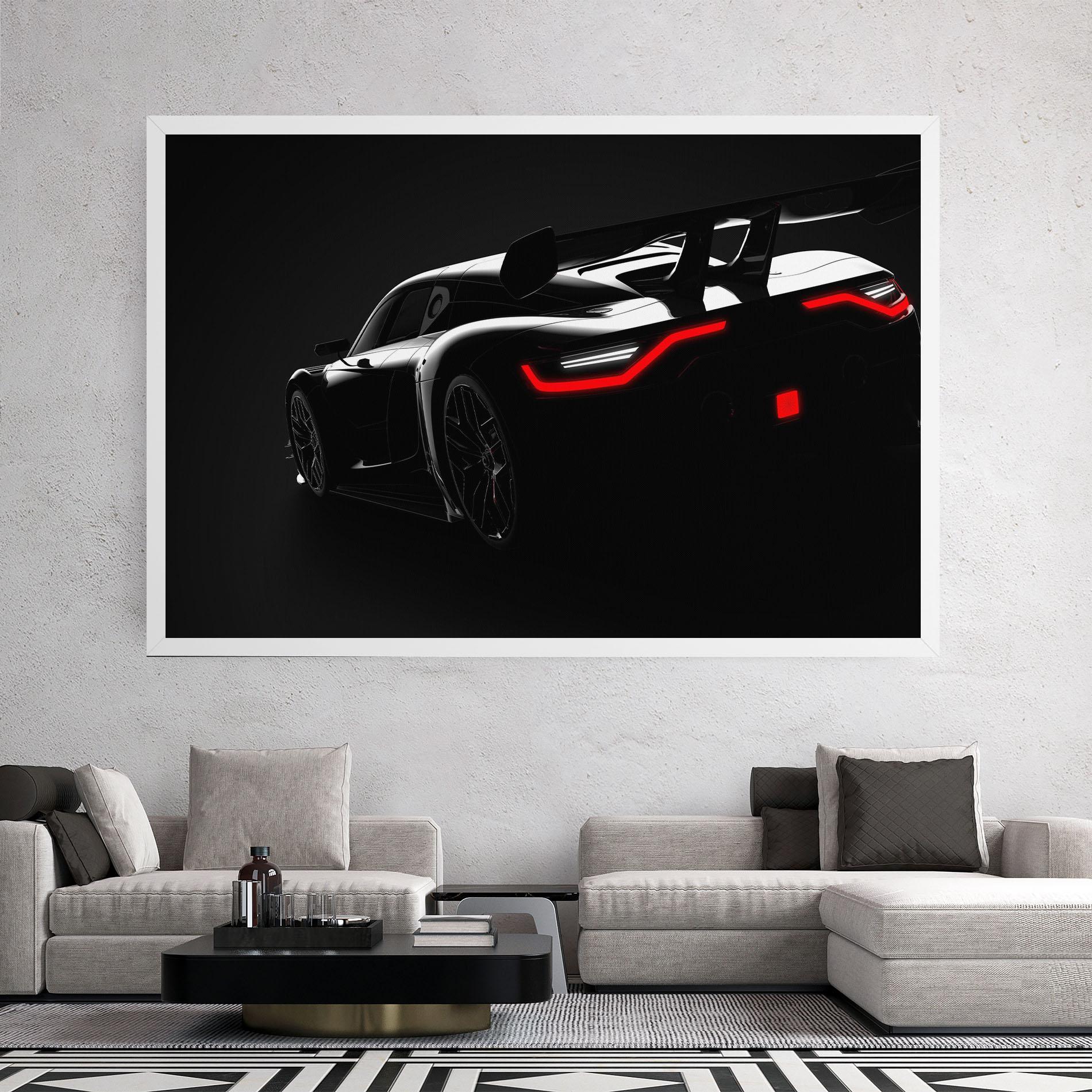 Leinwandbild Black Hypercar Car mockup 2