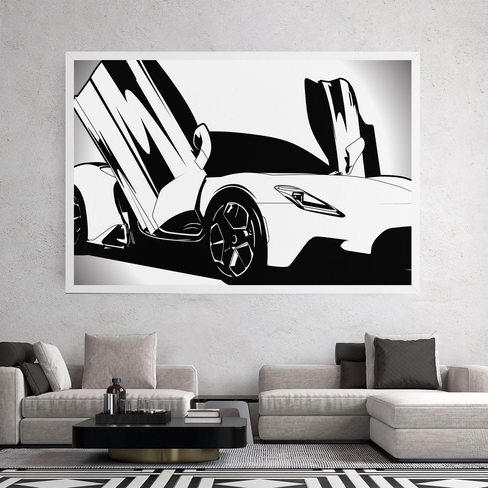 Leinwandbild Black White Car mockup 2