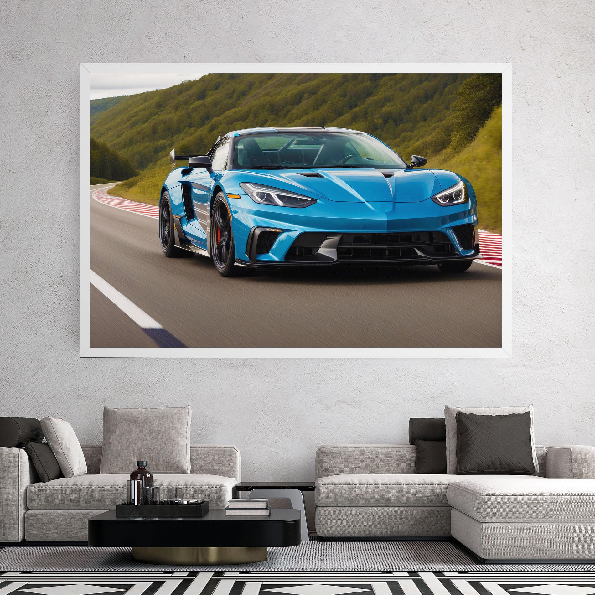 Leinwandbild Blue Sport Car mockup 2