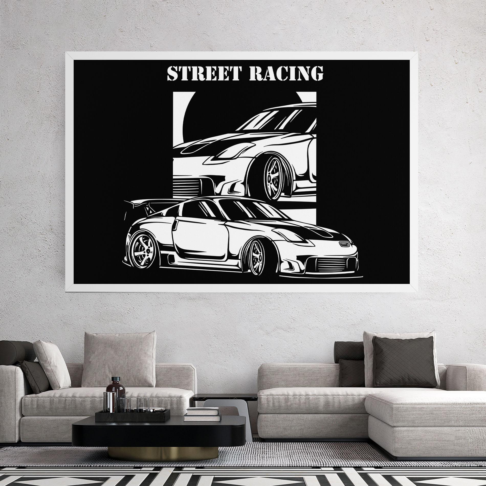 Leinwandbild Car Street Racing mockup 2