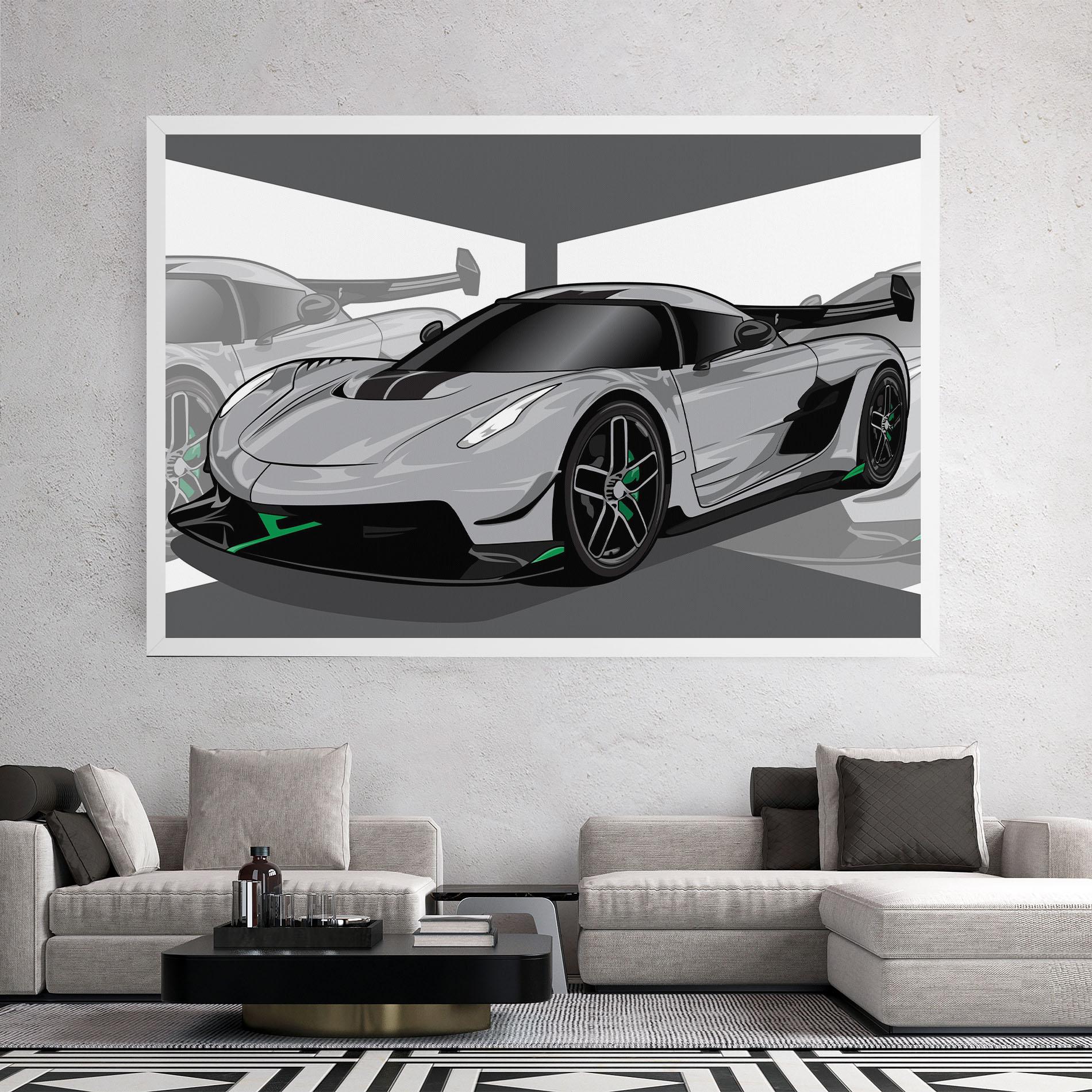 Leinwandbild Grey Sport Car mockup 2