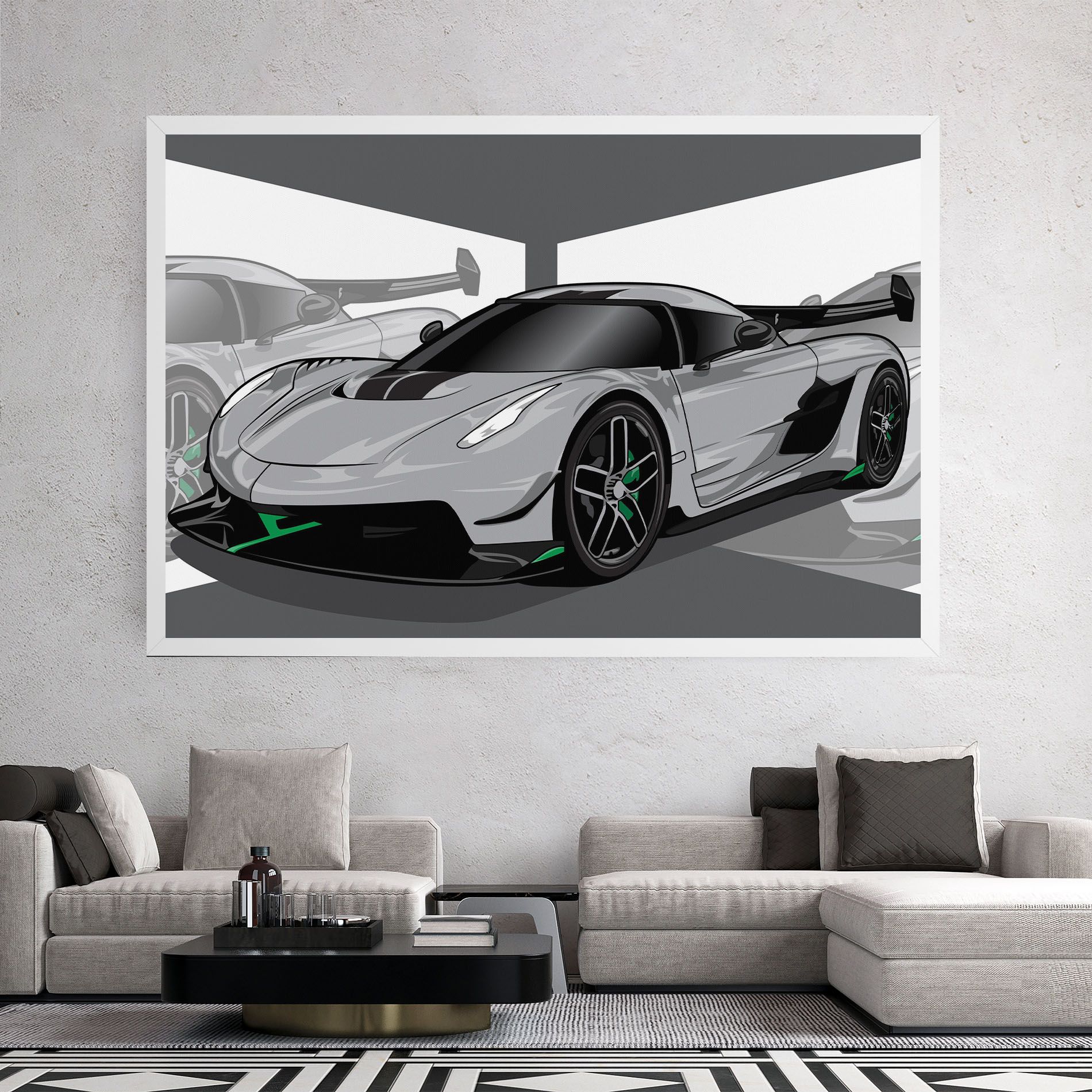 Grey Sport Car mockup 2