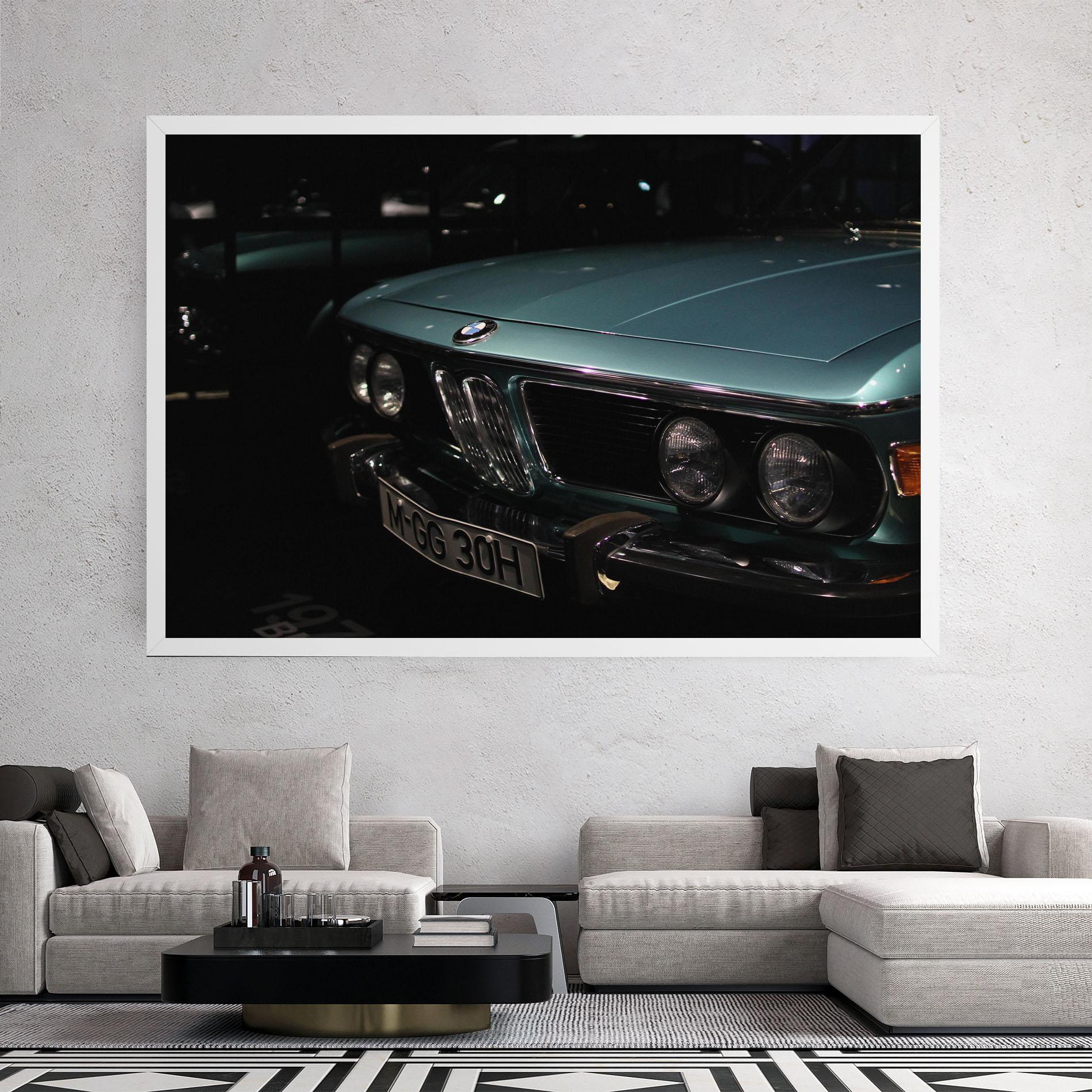 Leinwandbild Old Bmw Headlight mockup 2