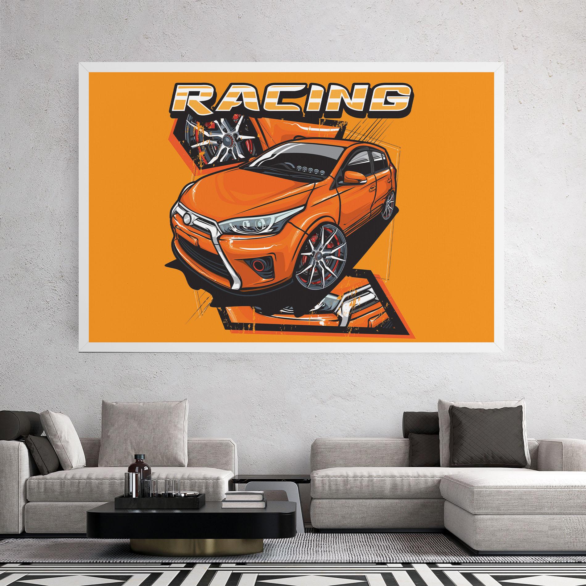 Leinwandbild Racing Orange Car mockup 2