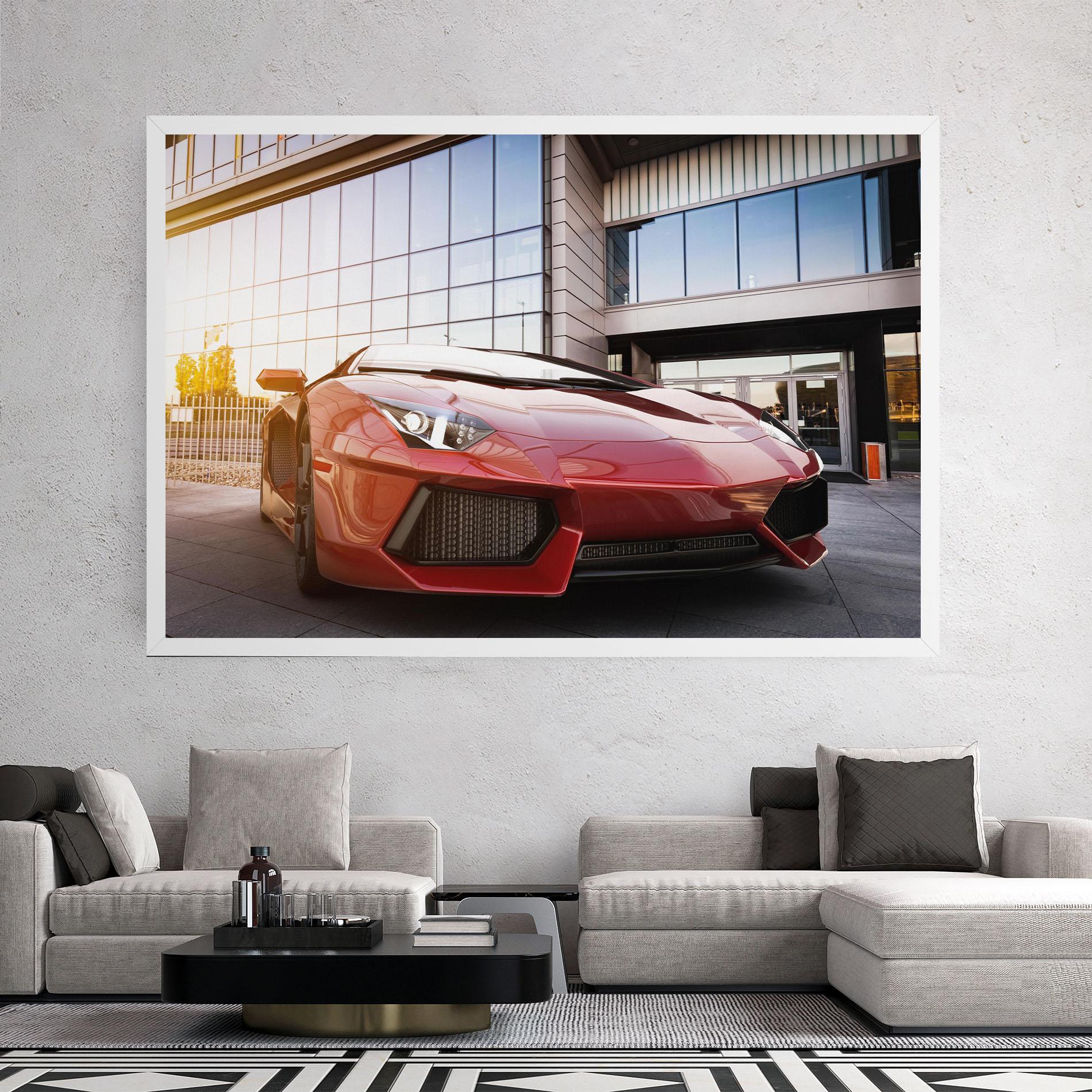 Leinwandbild Red Lambo Outside mockup 2