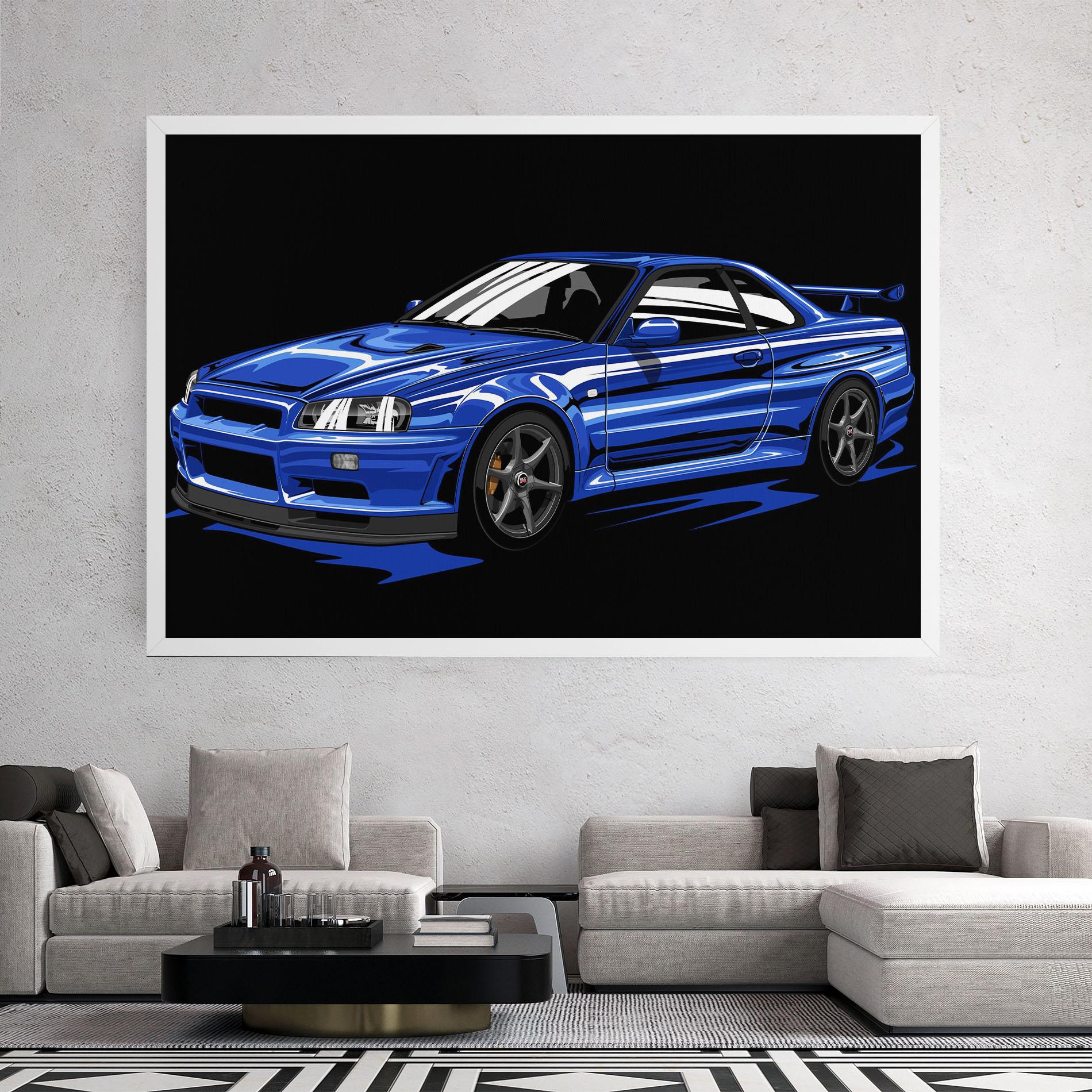 Leinwandbild Sport Blue Car mockup 2