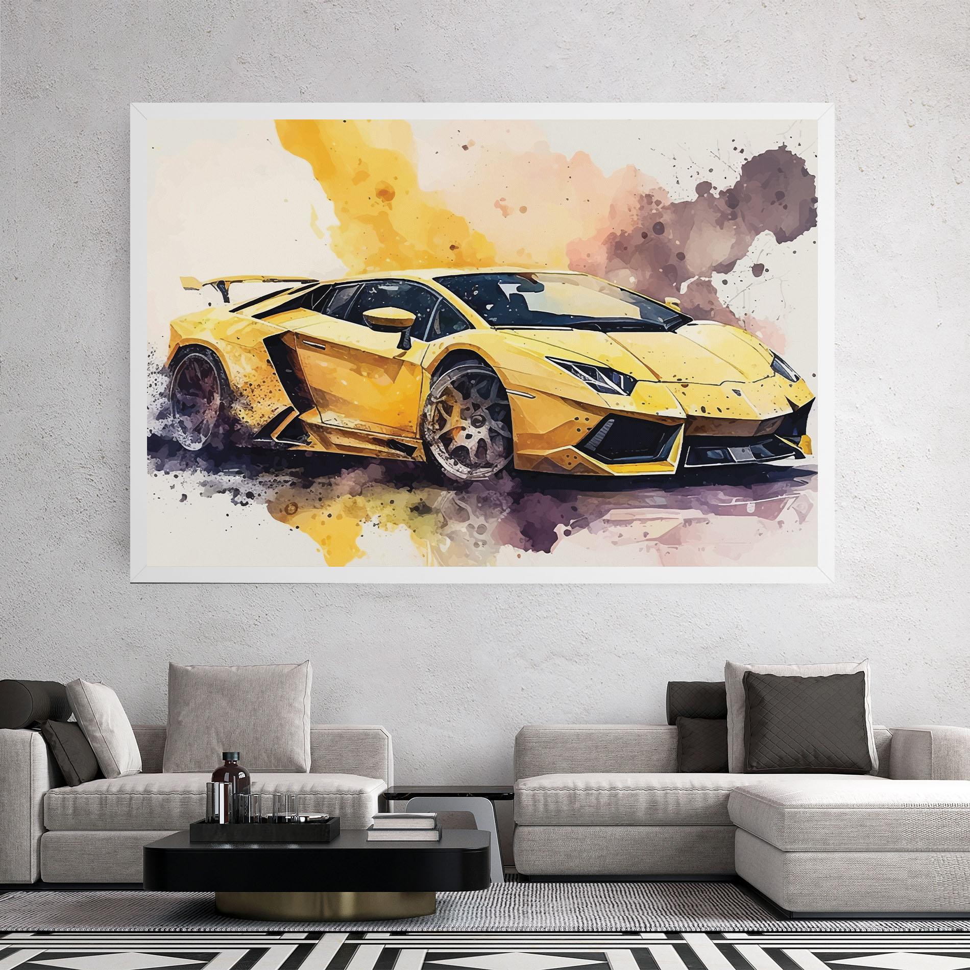 Leinwandbild Watercolor Sport Car mockup 2