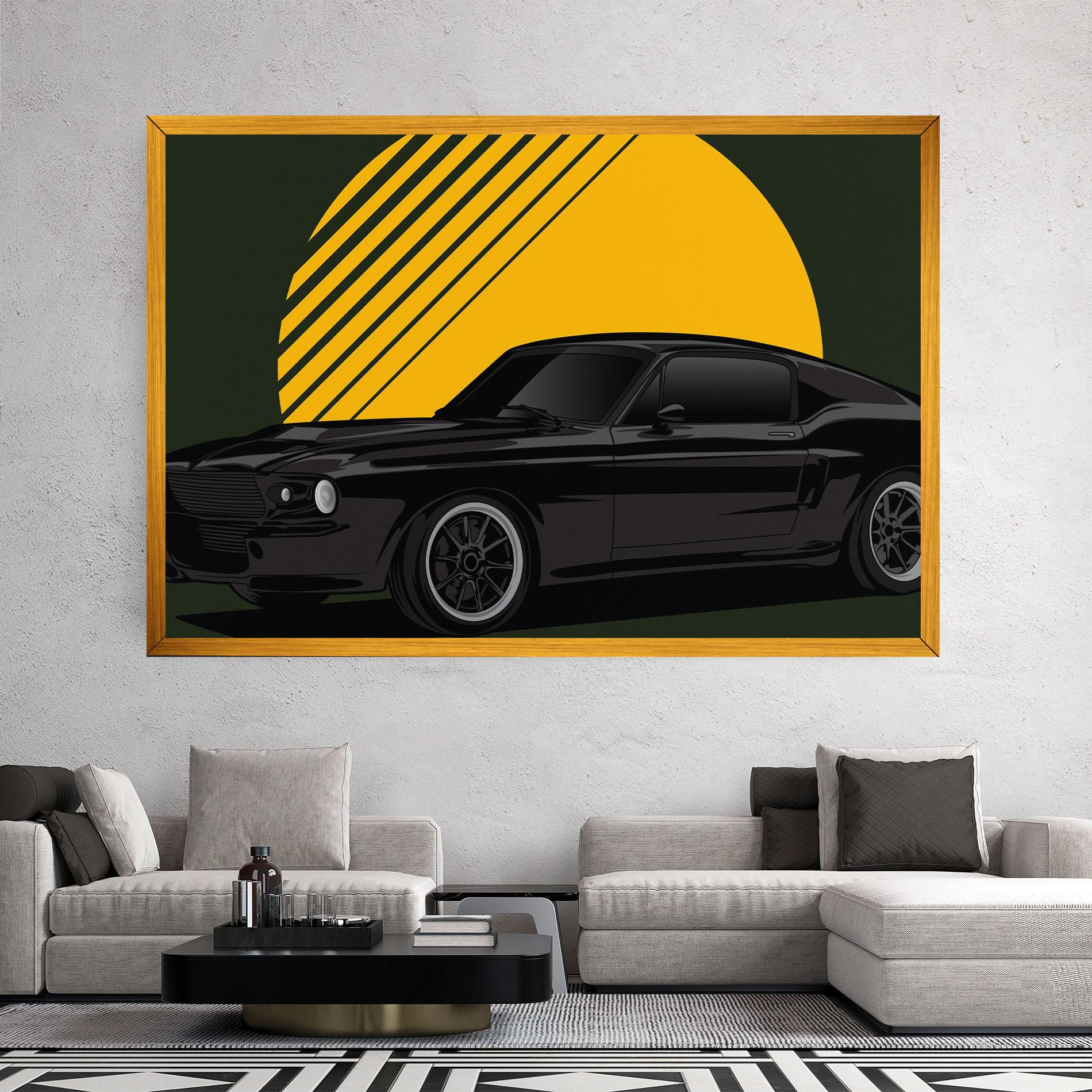 Leinwandbild Black Car Sun mockup 2