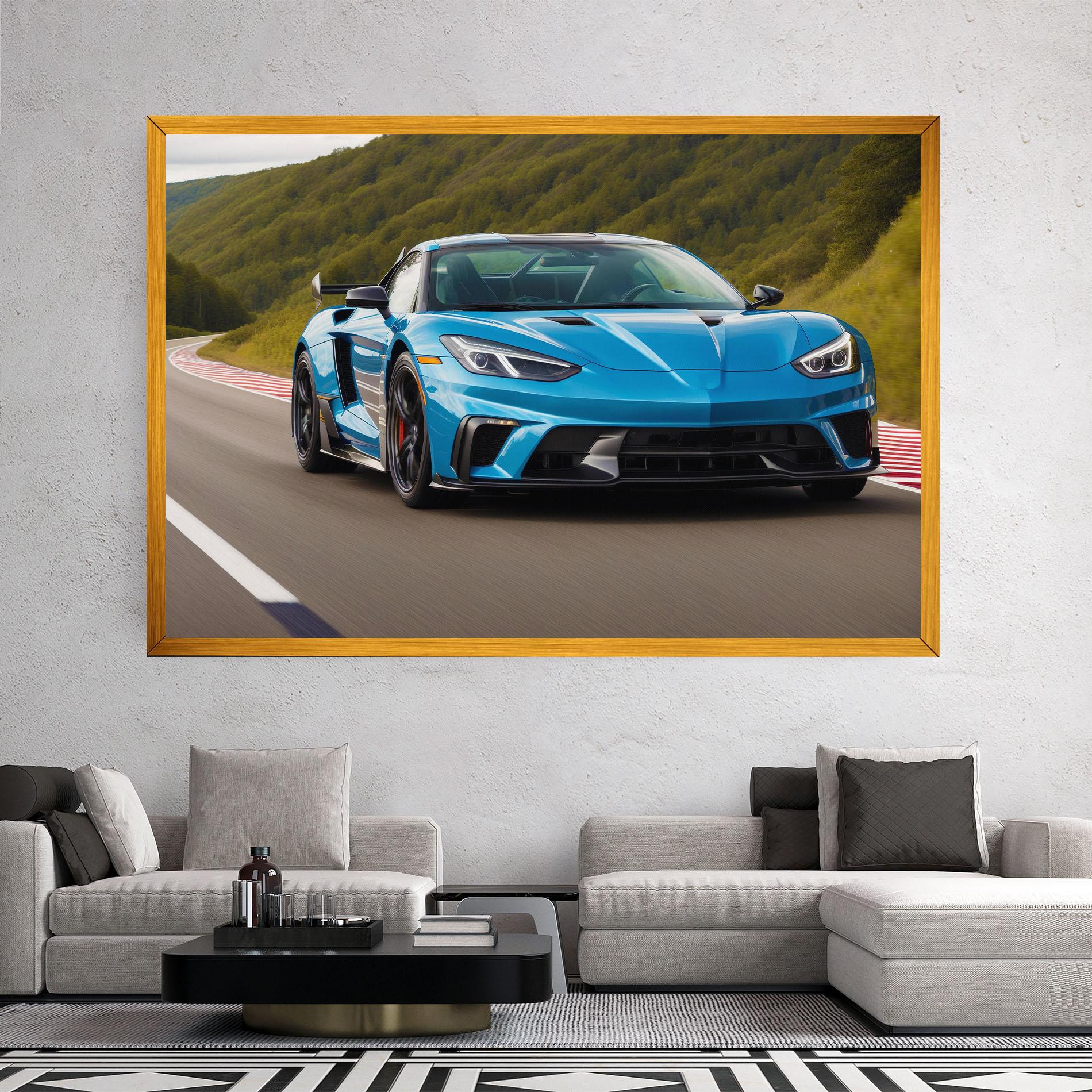 Leinwandbild Blue Sport Car mockup 2
