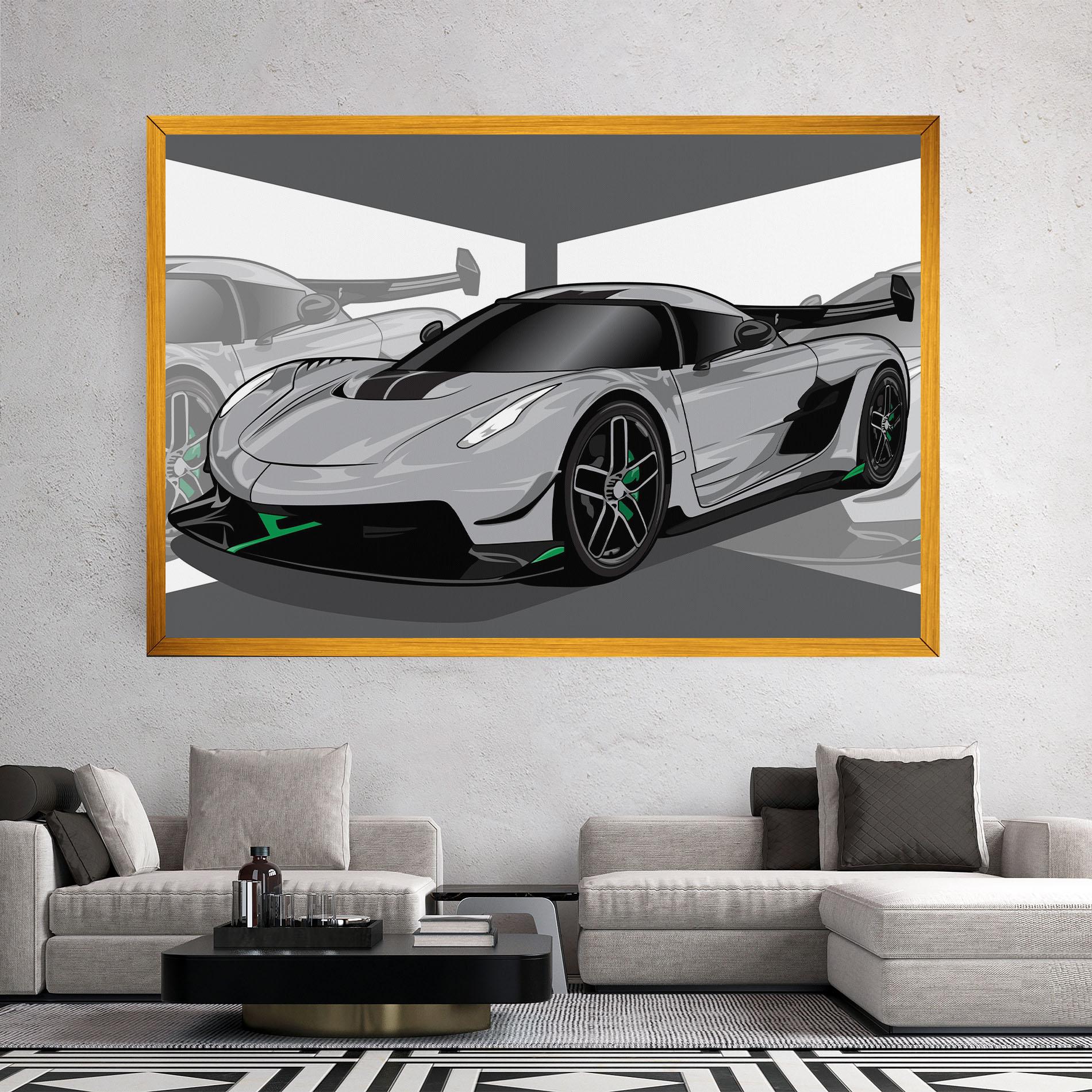Leinwandbild Grey Sport Car mockup 2