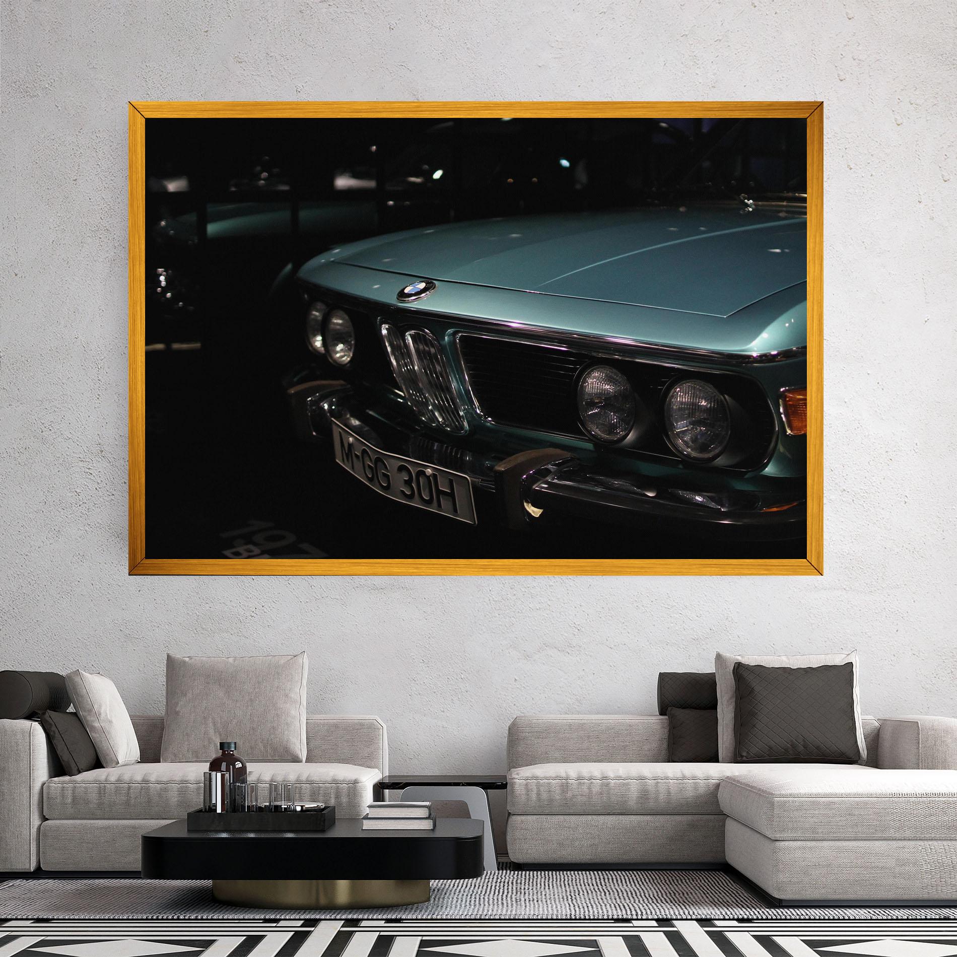 Leinwandbild Old Bmw Headlight mockup 2