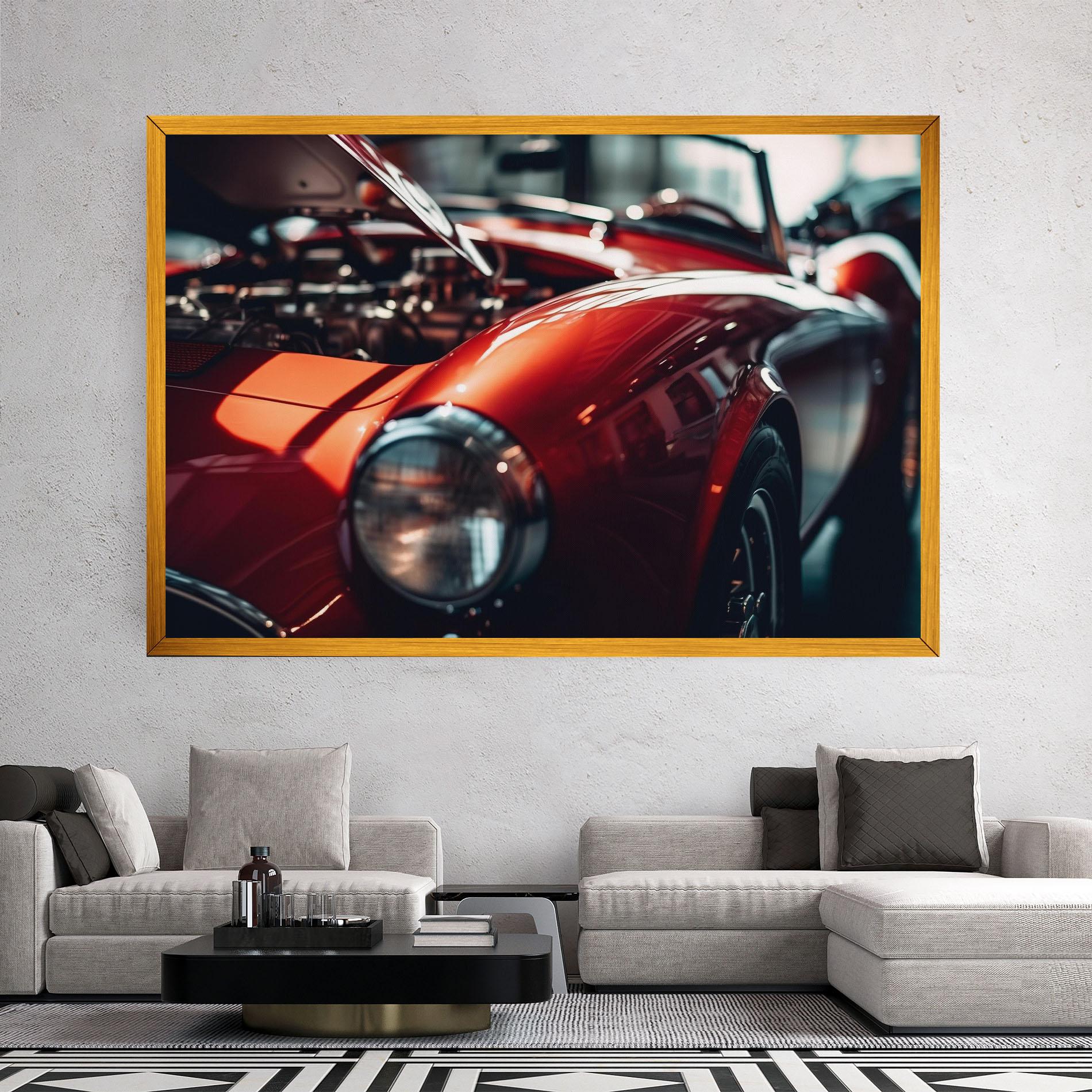 Leinwandbild Old Vintage Red Car mockup 2