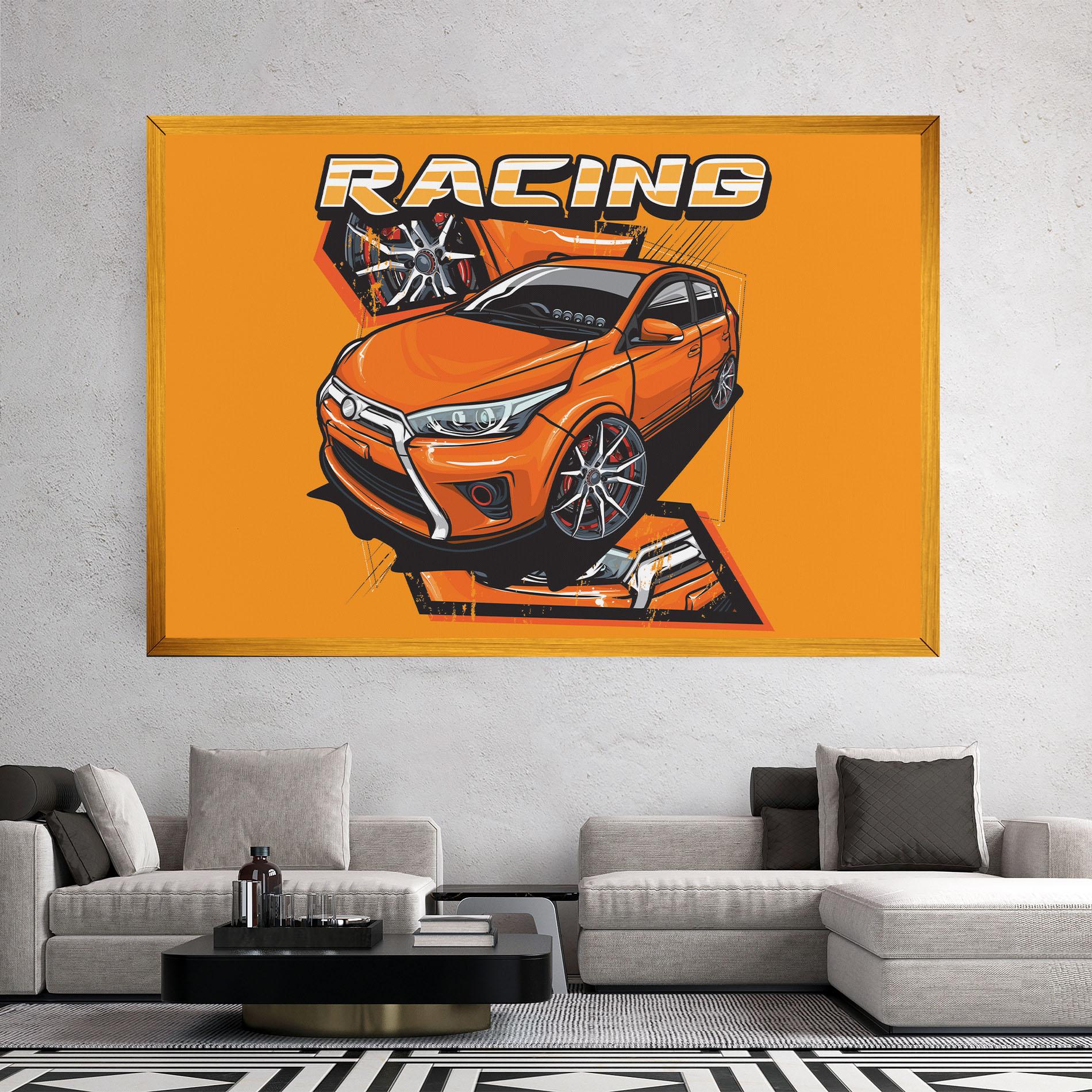 Leinwandbild Racing Orange Car mockup 2