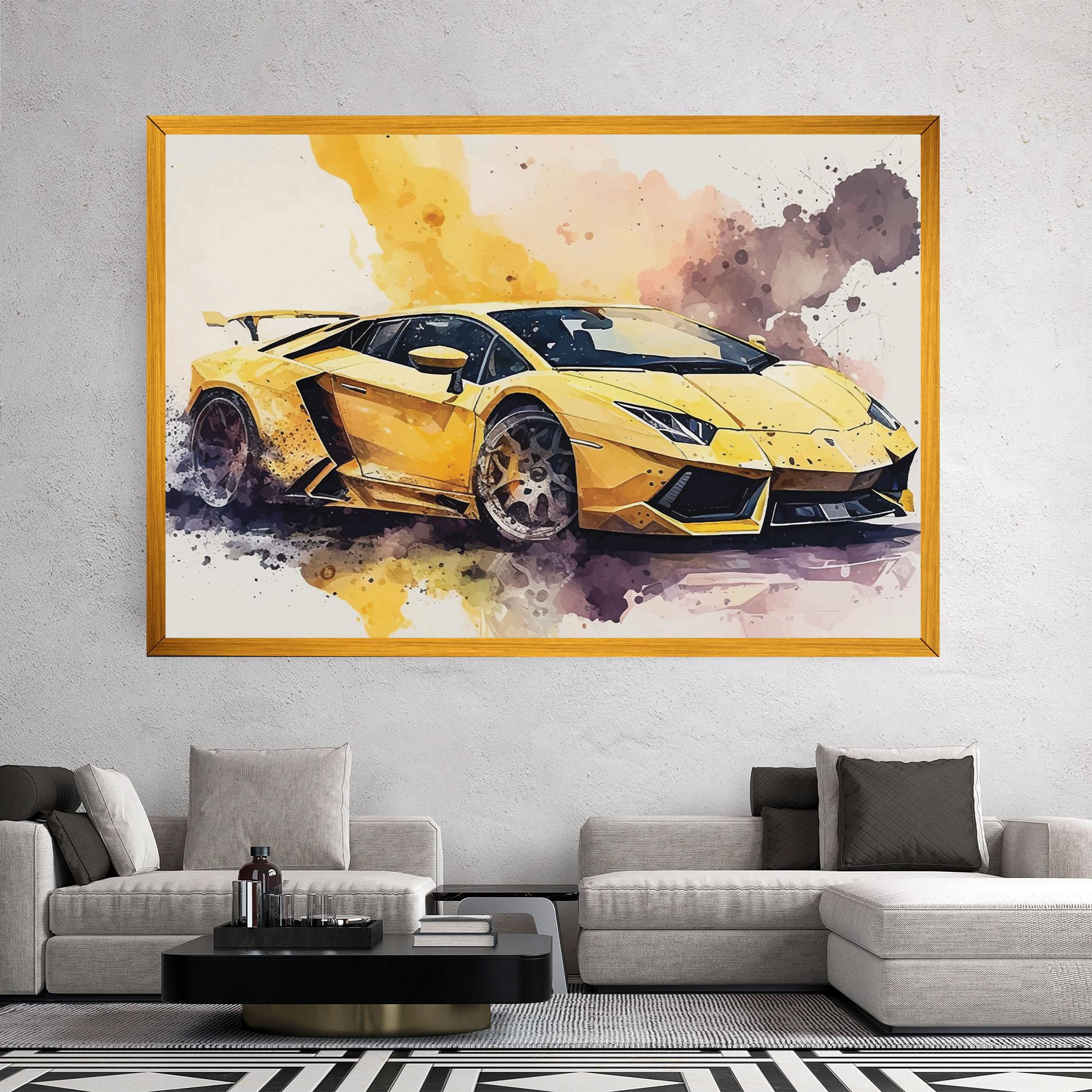 Leinwandbild Watercolor Sport Car mockup 2