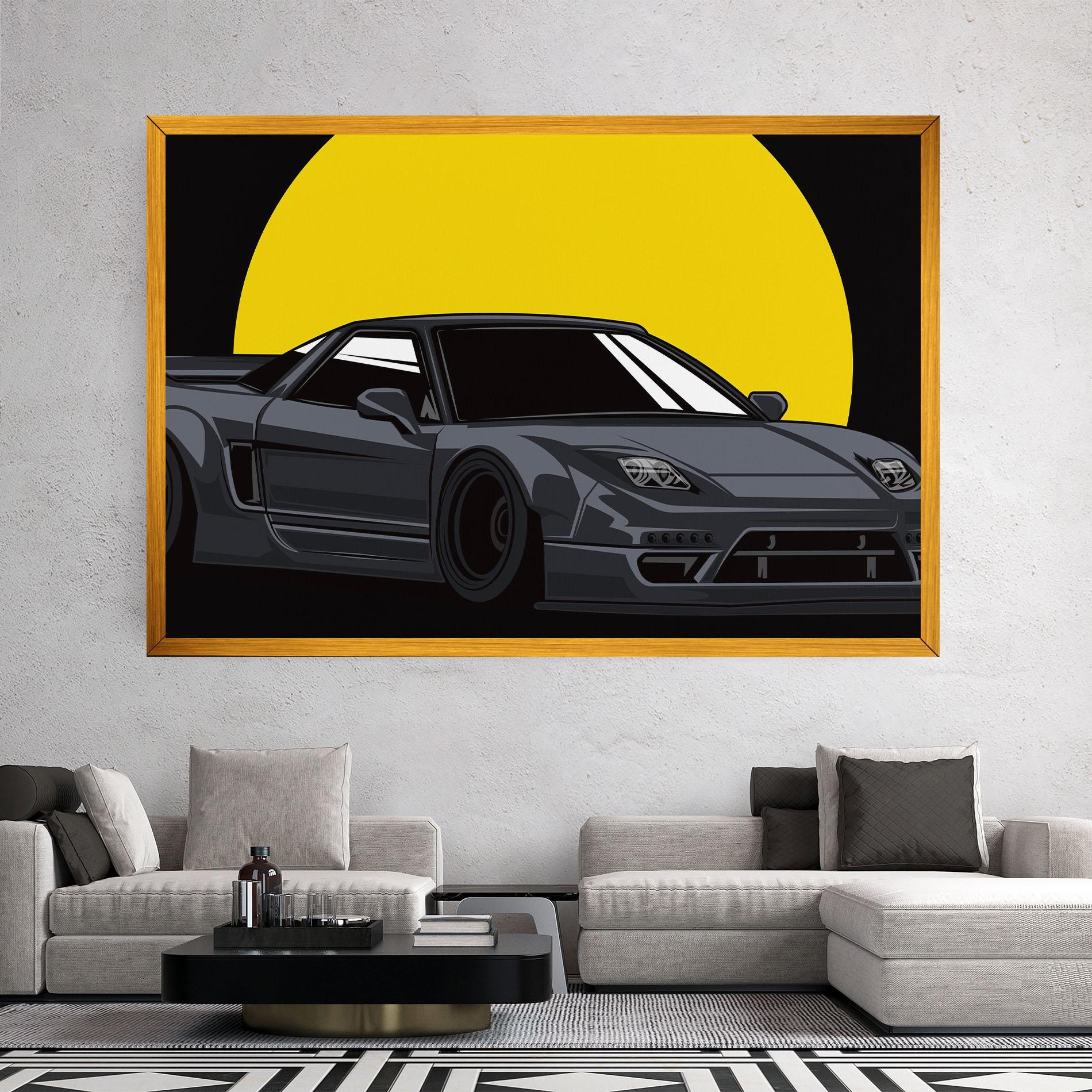 Leinwandbild Yellow Sun Car mockup 2