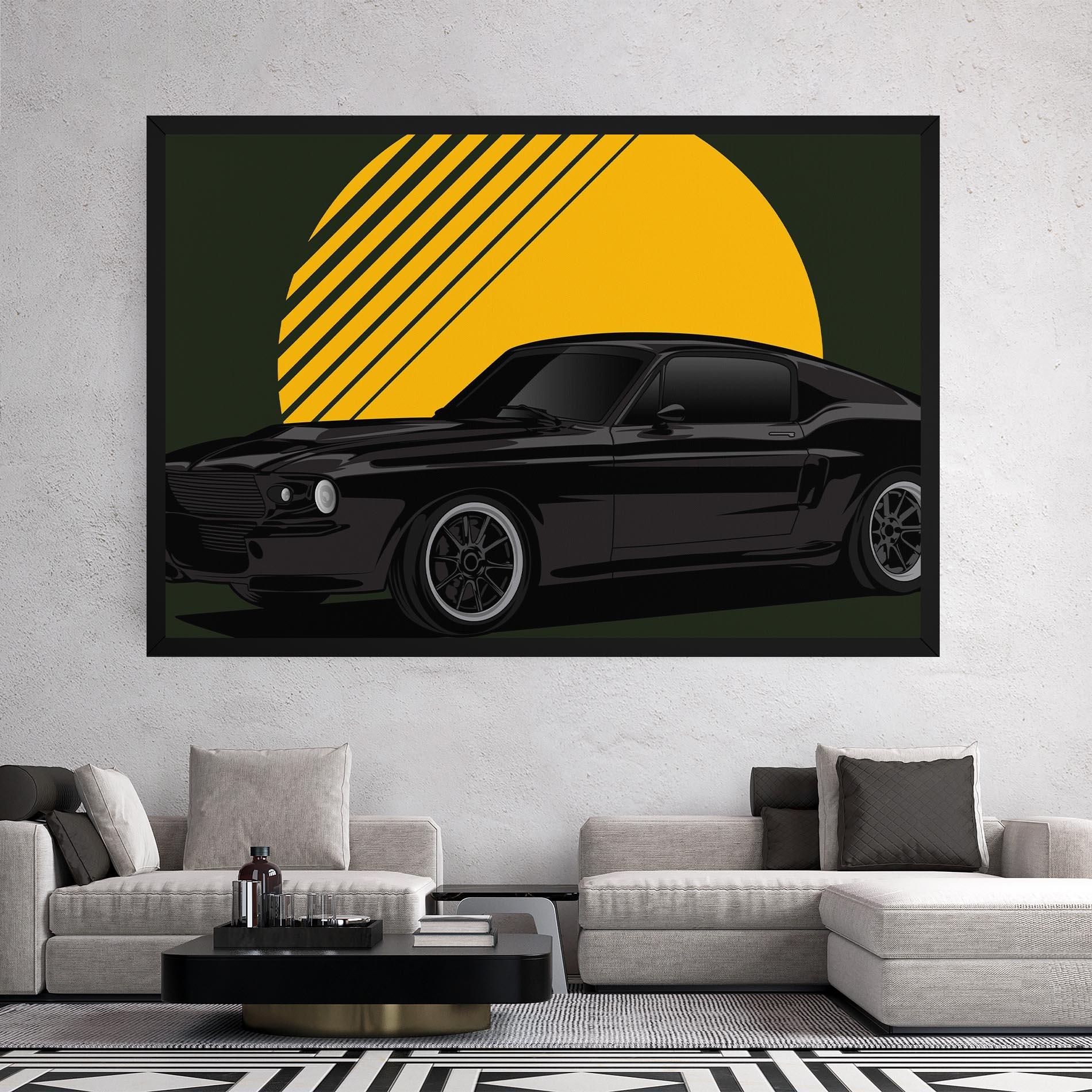 Leinwandbild Black Car Sun mockup 2