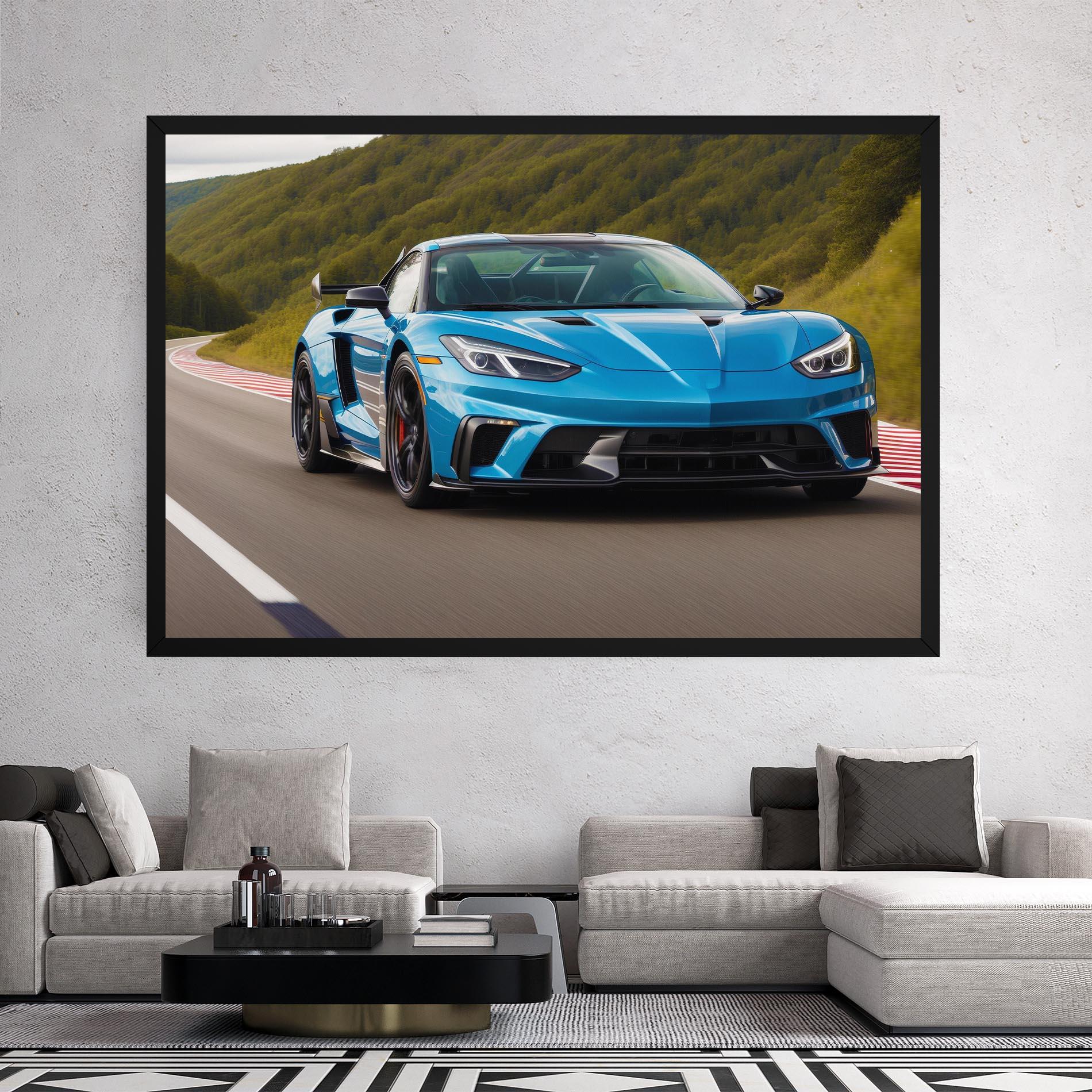 Leinwandbild Blue Sport Car mockup 2