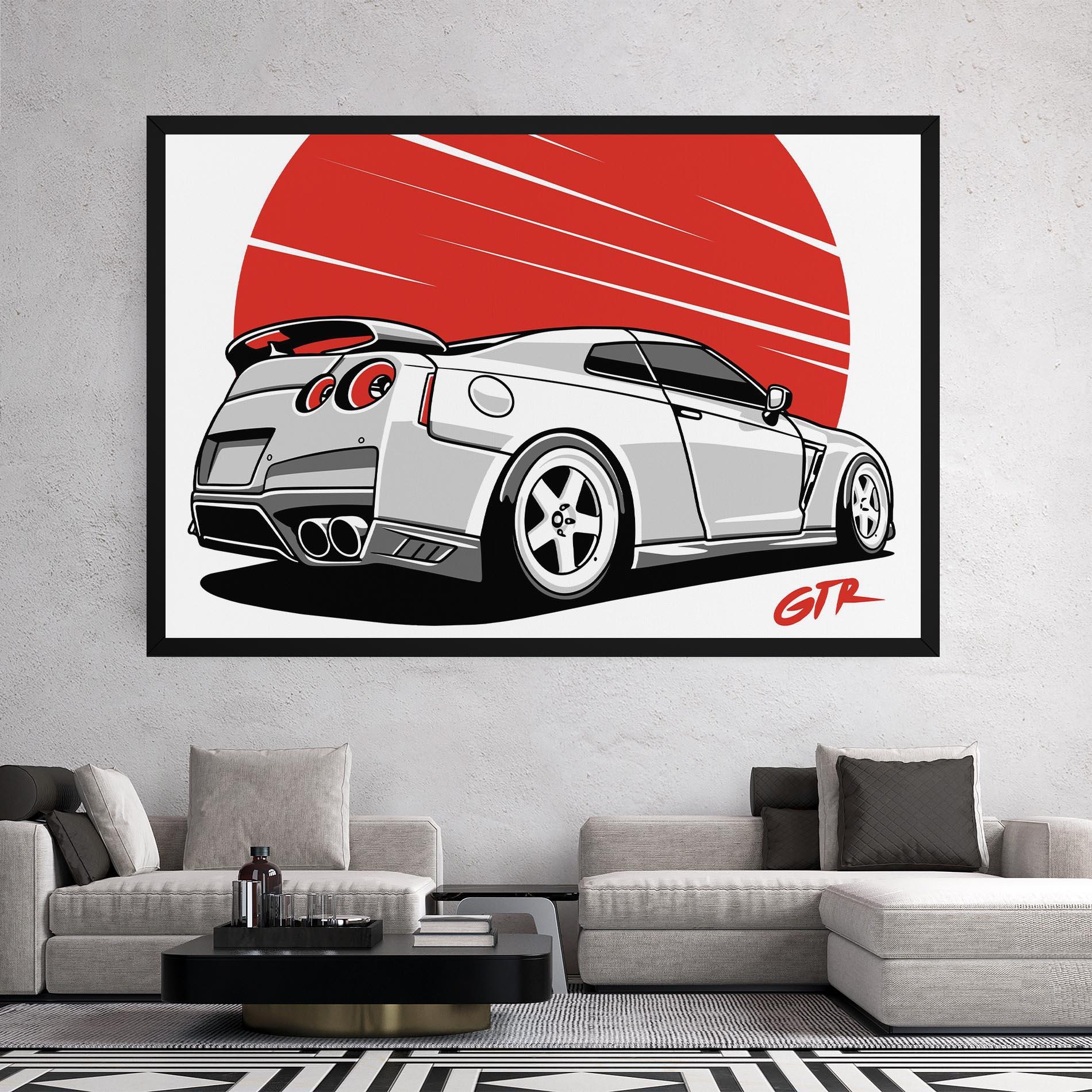 Leinwandbild Grey Gtr Car mockup 2