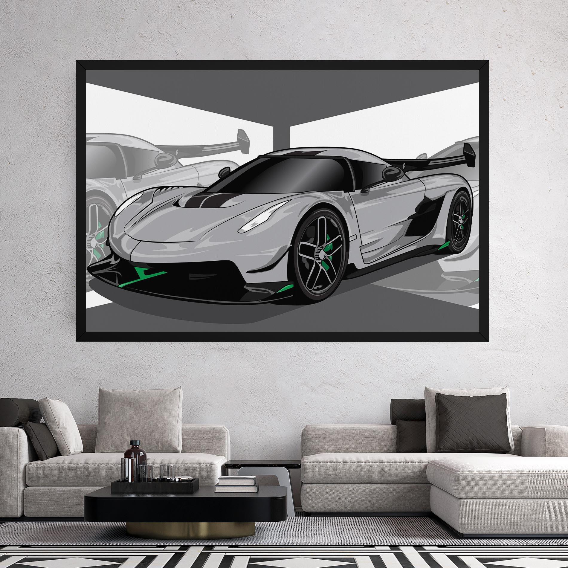 Leinwandbild Grey Sport Car mockup 2