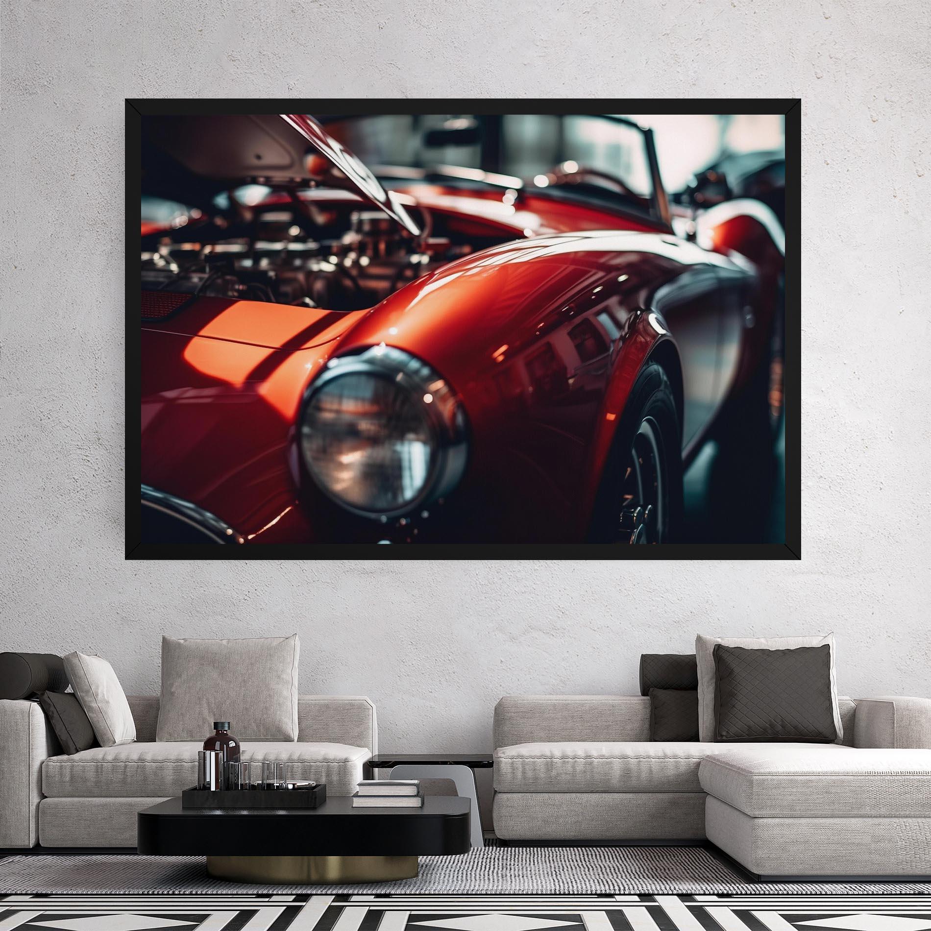 Leinwandbild Old Vintage Red Car mockup 2