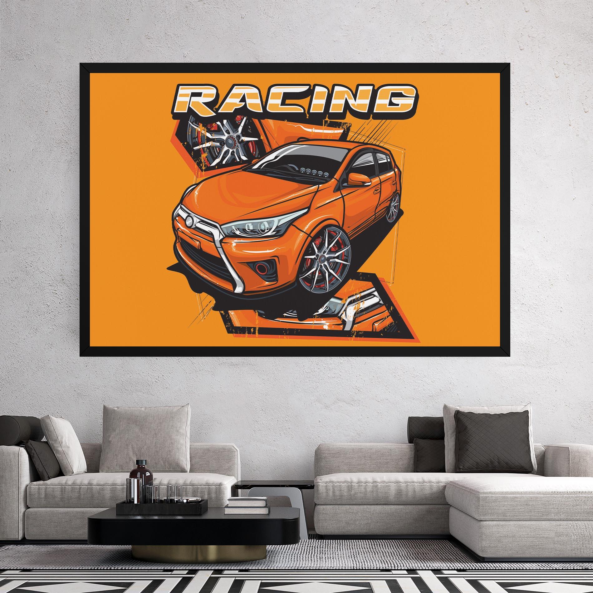 Leinwandbild Racing Orange Car mockup 2