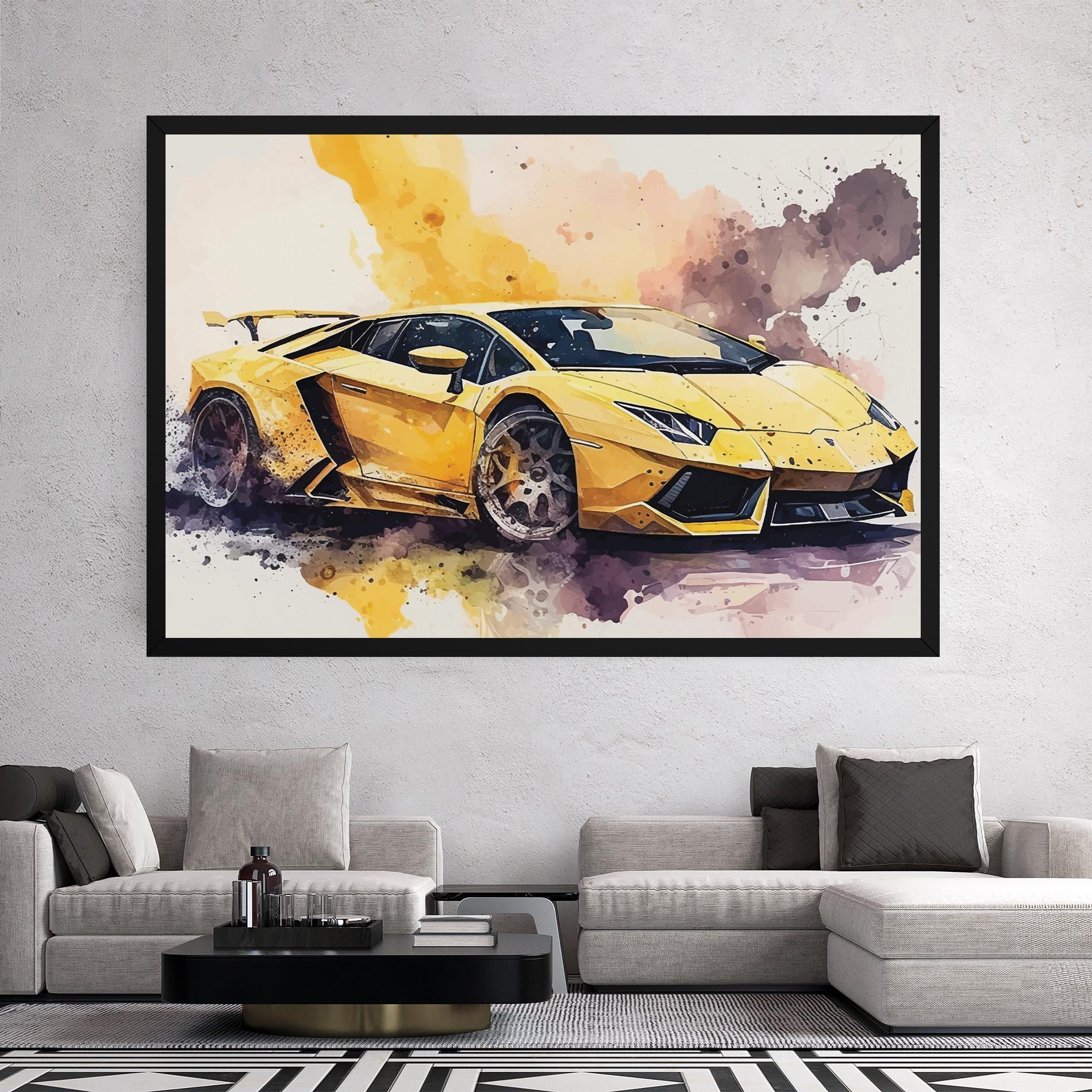 Leinwandbild Watercolor Sport Car mockup 2