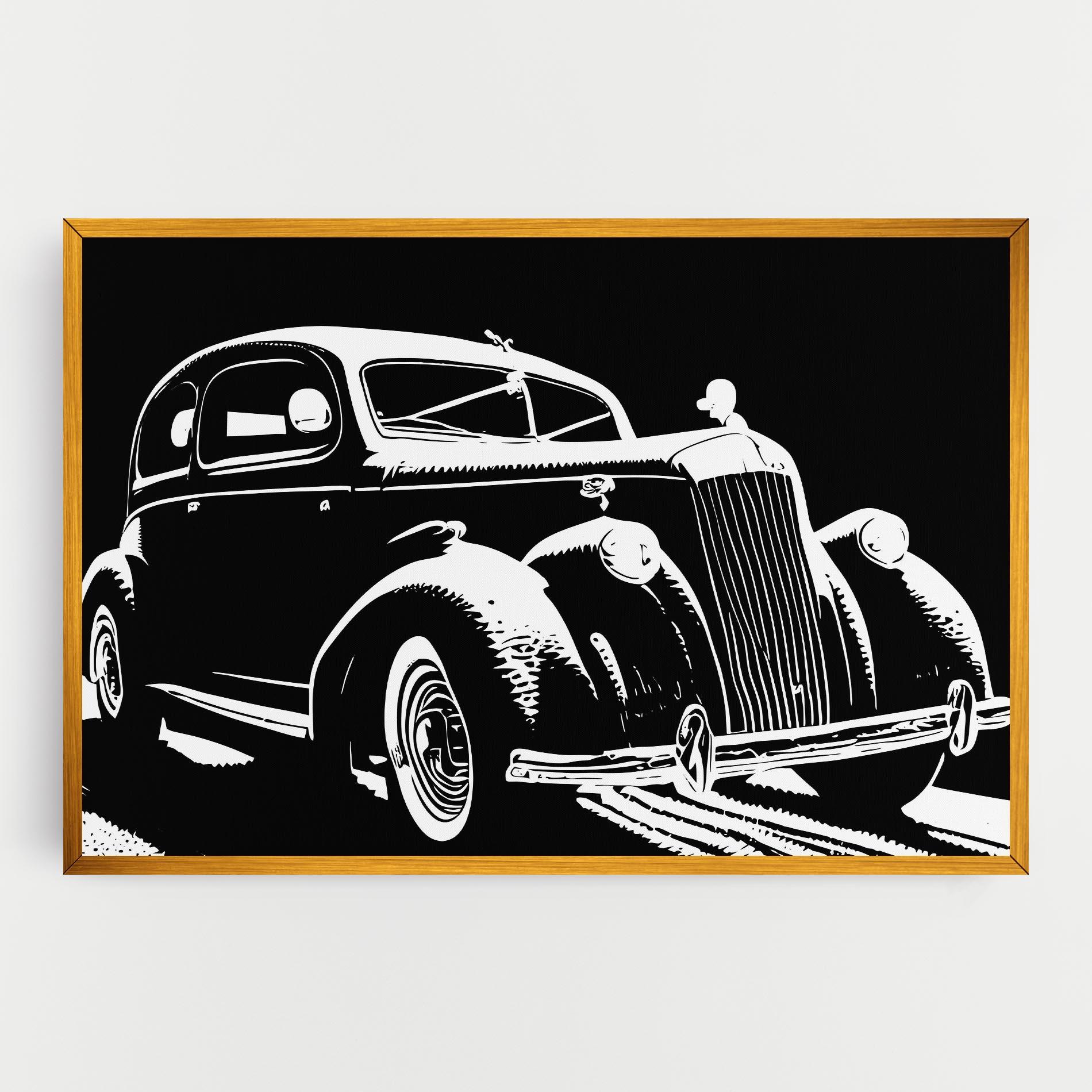 Leinwandbild Old Car Shilouette mockup 0