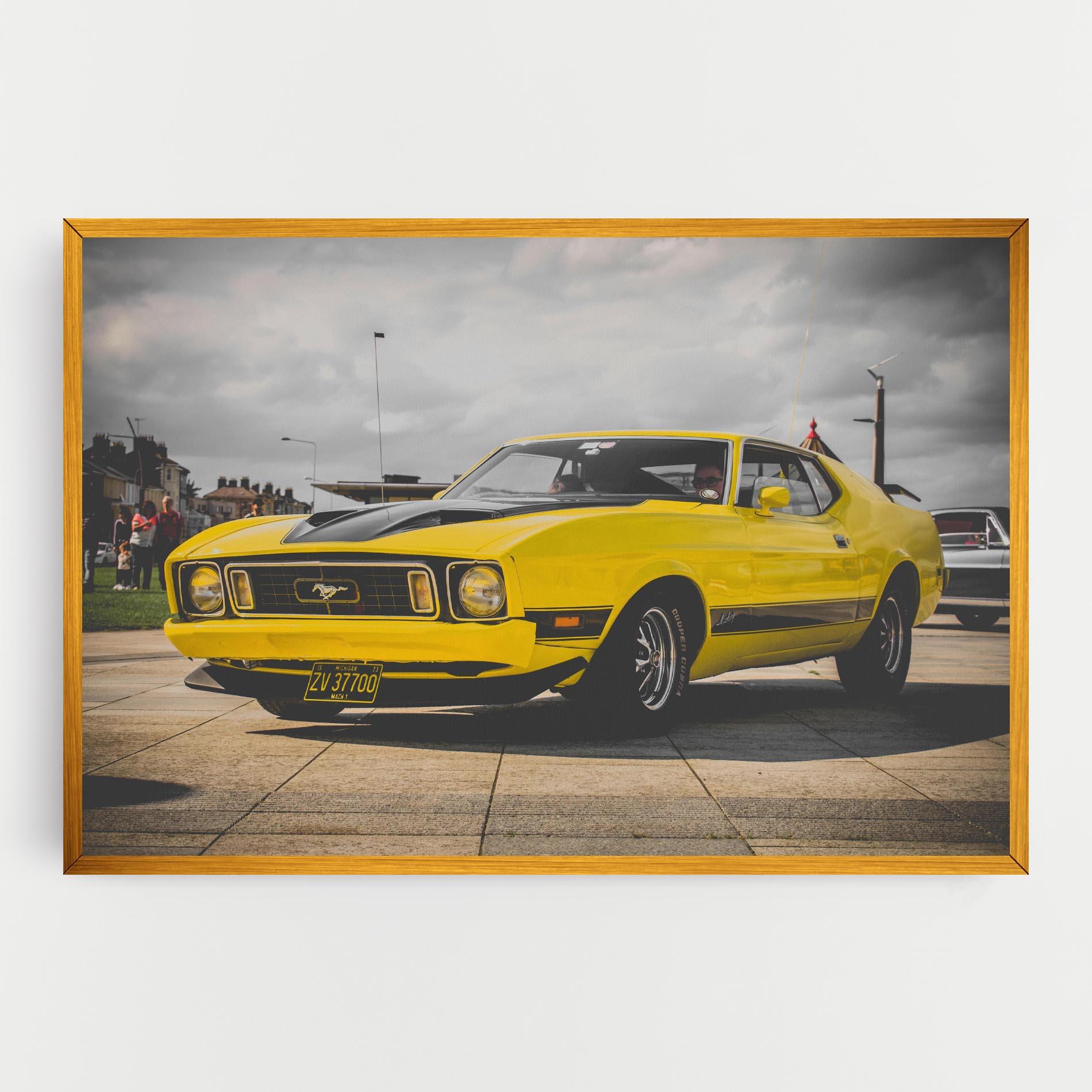 Leinwandbild Vintage Yellow Car mockup 0