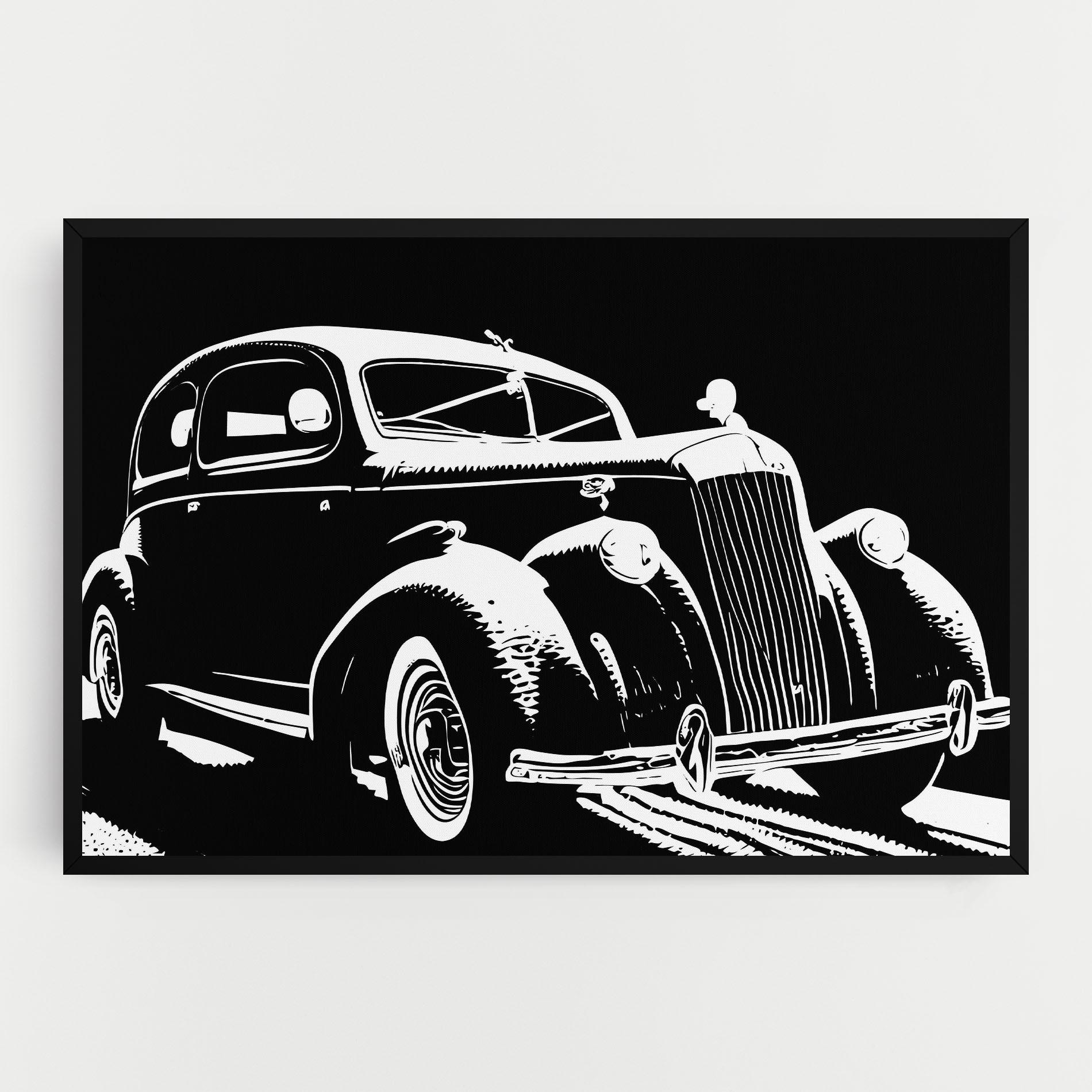 Leinwandbild Old Car Shilouette mockup 0