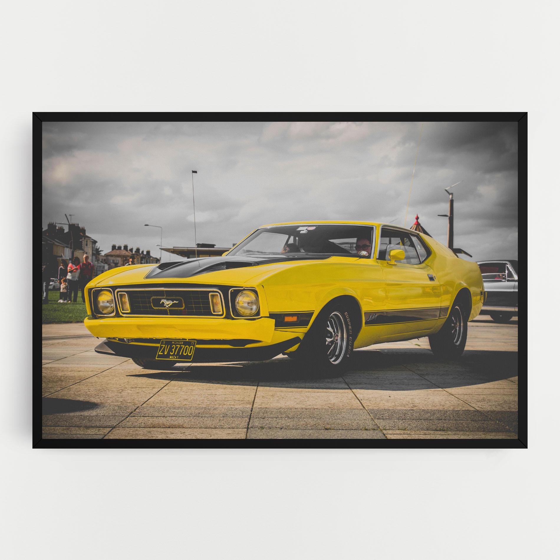 Leinwandbild Vintage Yellow Car mockup 0
