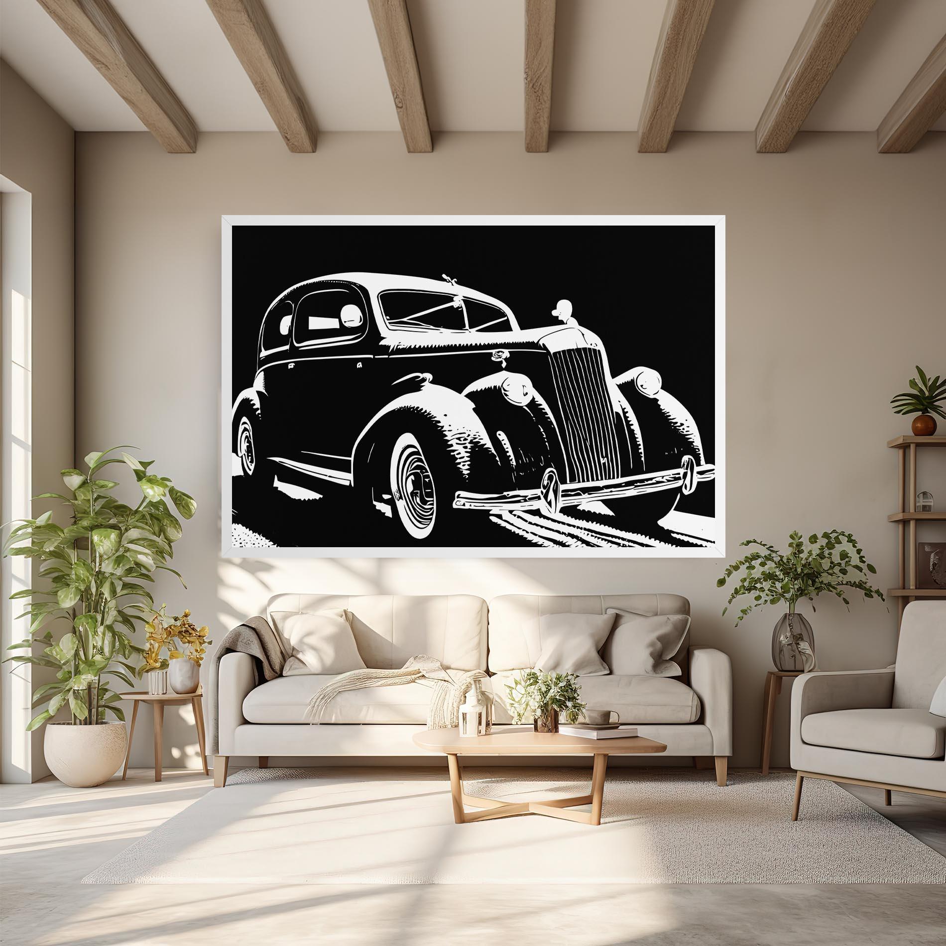 Leinwandbild Old Car Shilouette mockup 6
