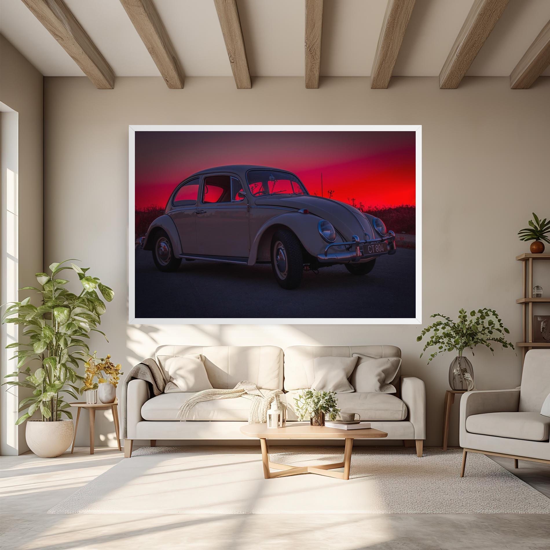 Leinwandbild Old Car Sunset mockup 6