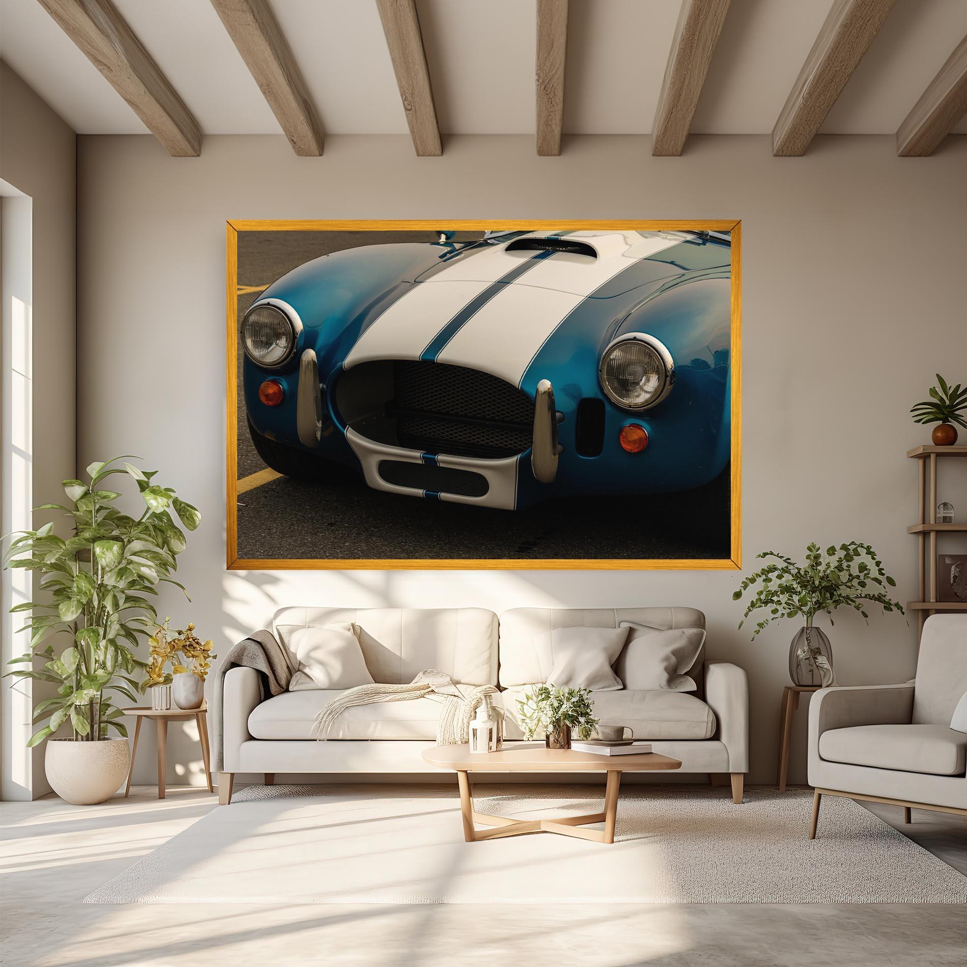 Leinwandbild Blue Vintage Car mockup 6