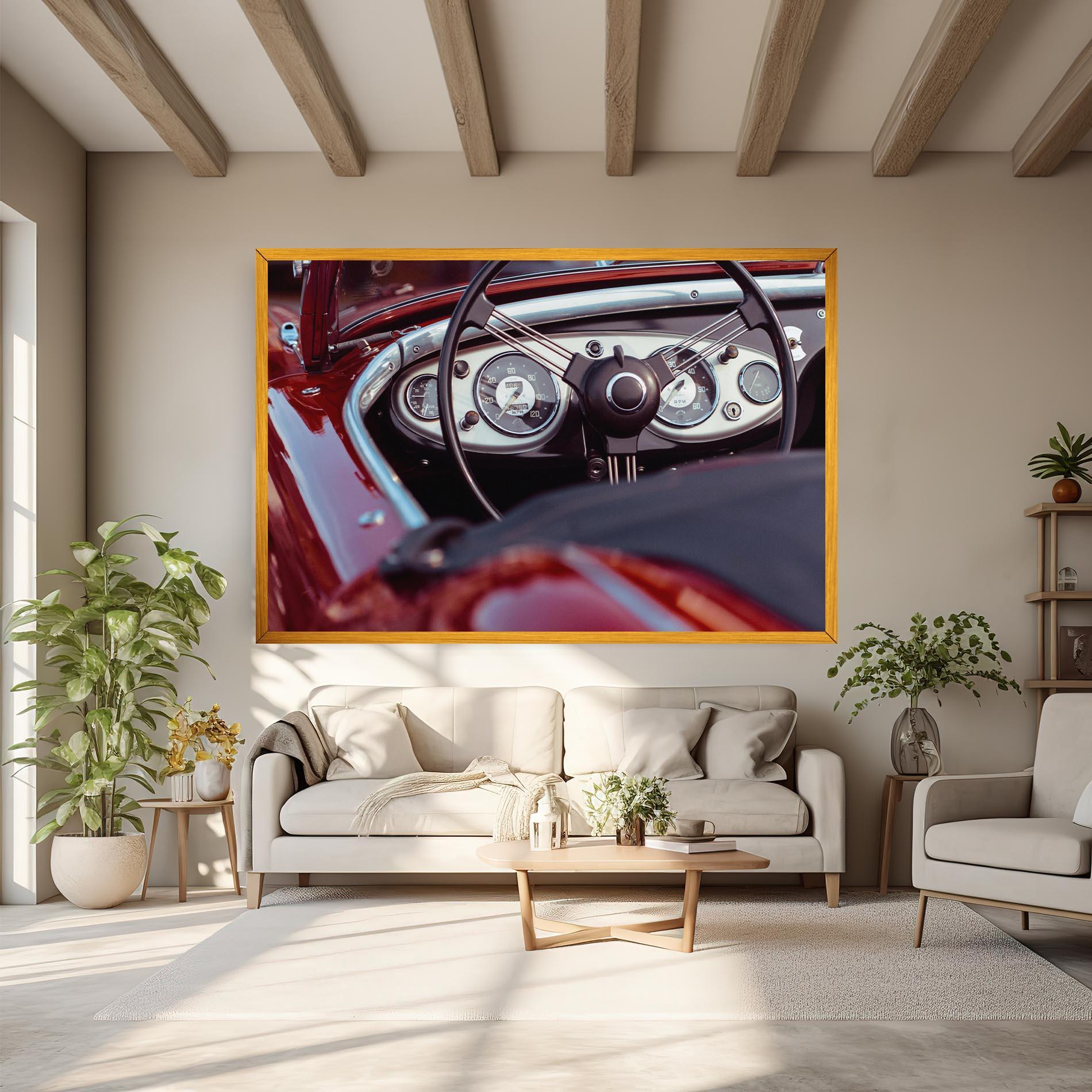 Leinwandbild Classic Red Car mockup 6