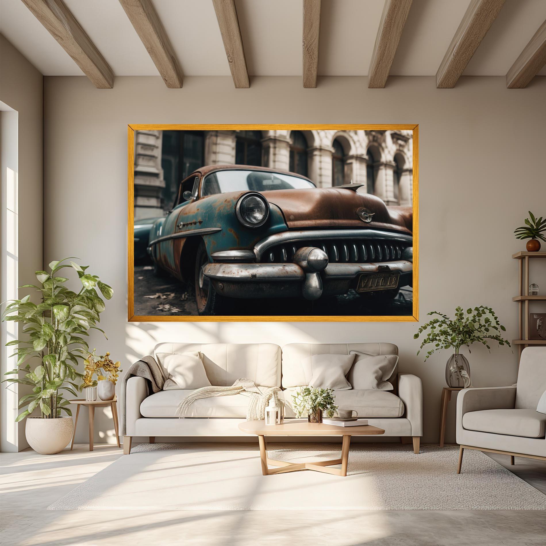 Leinwandbild Old Brown Car mockup 6