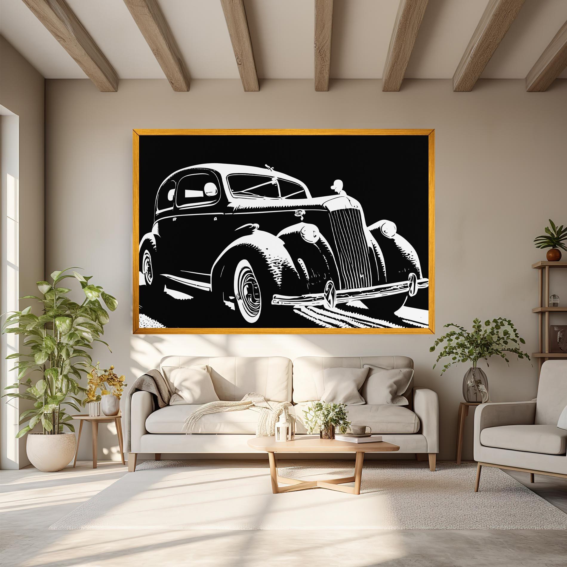 Leinwandbild Old Car Shilouette mockup 6