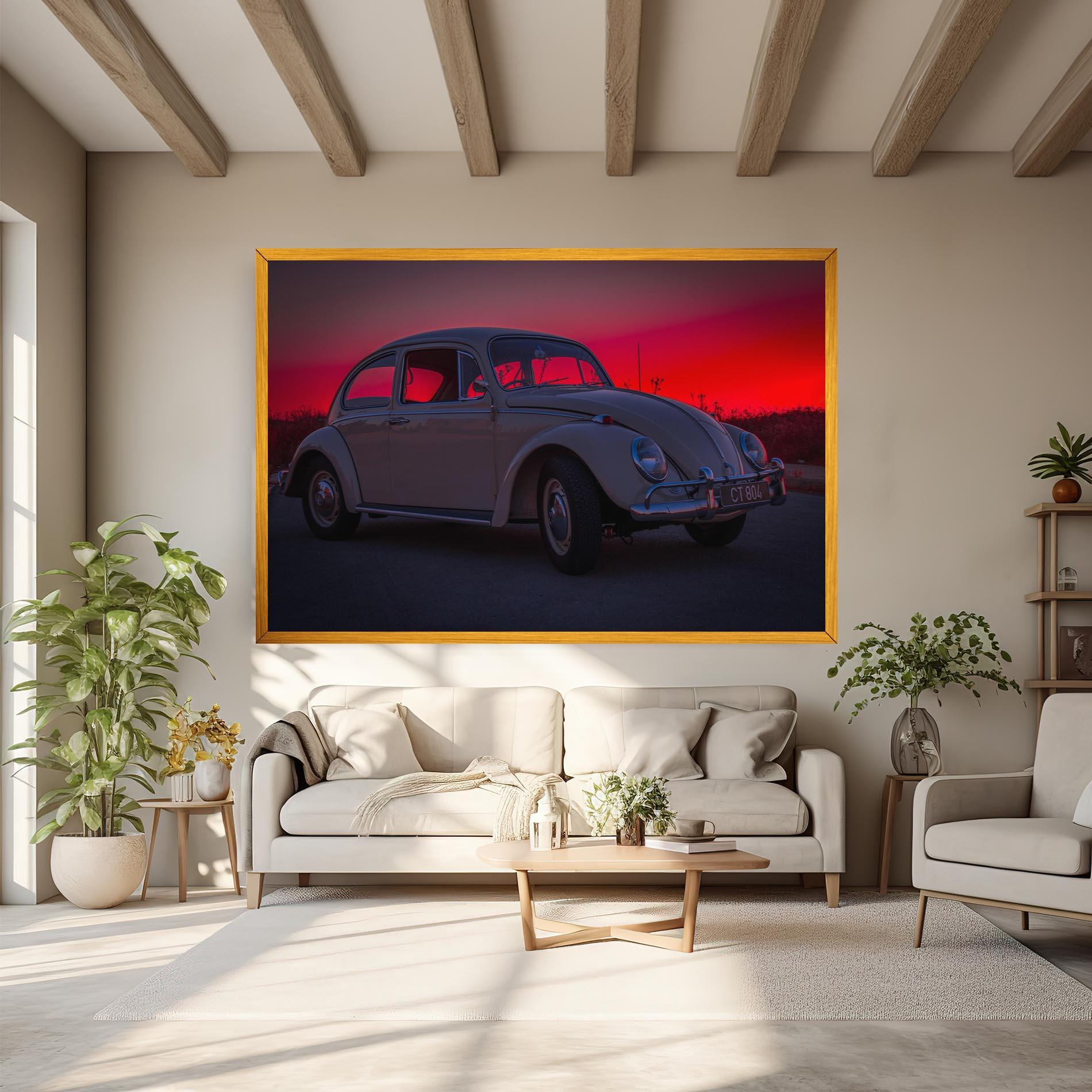 Leinwandbild Old Car Sunset mockup 6