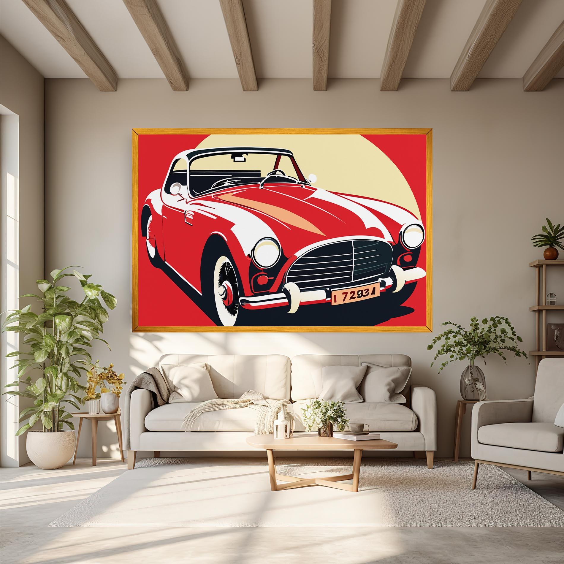 Leinwandbild Red Vintage Car mockup 6
