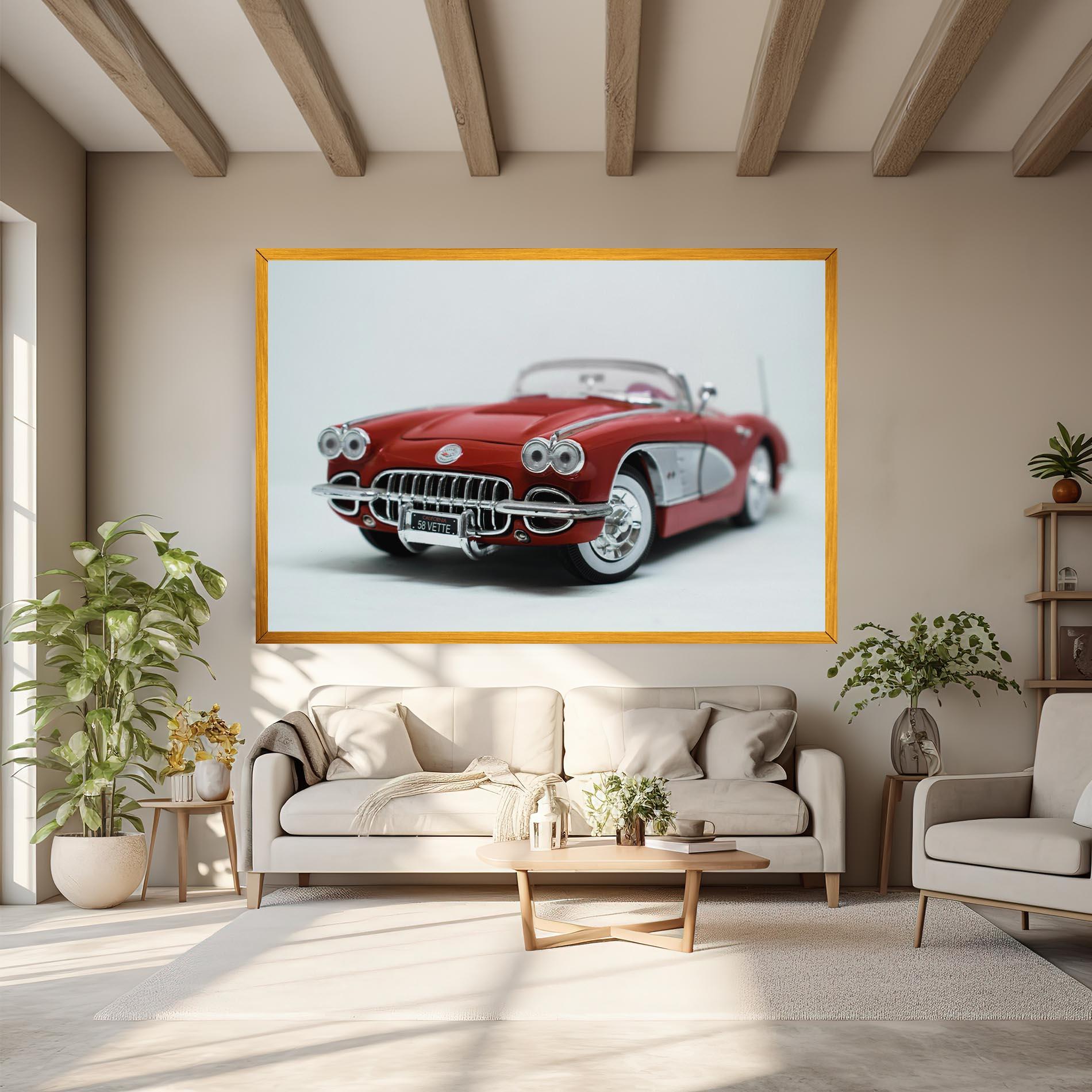 Leinwandbild Vintage Red Car mockup 6