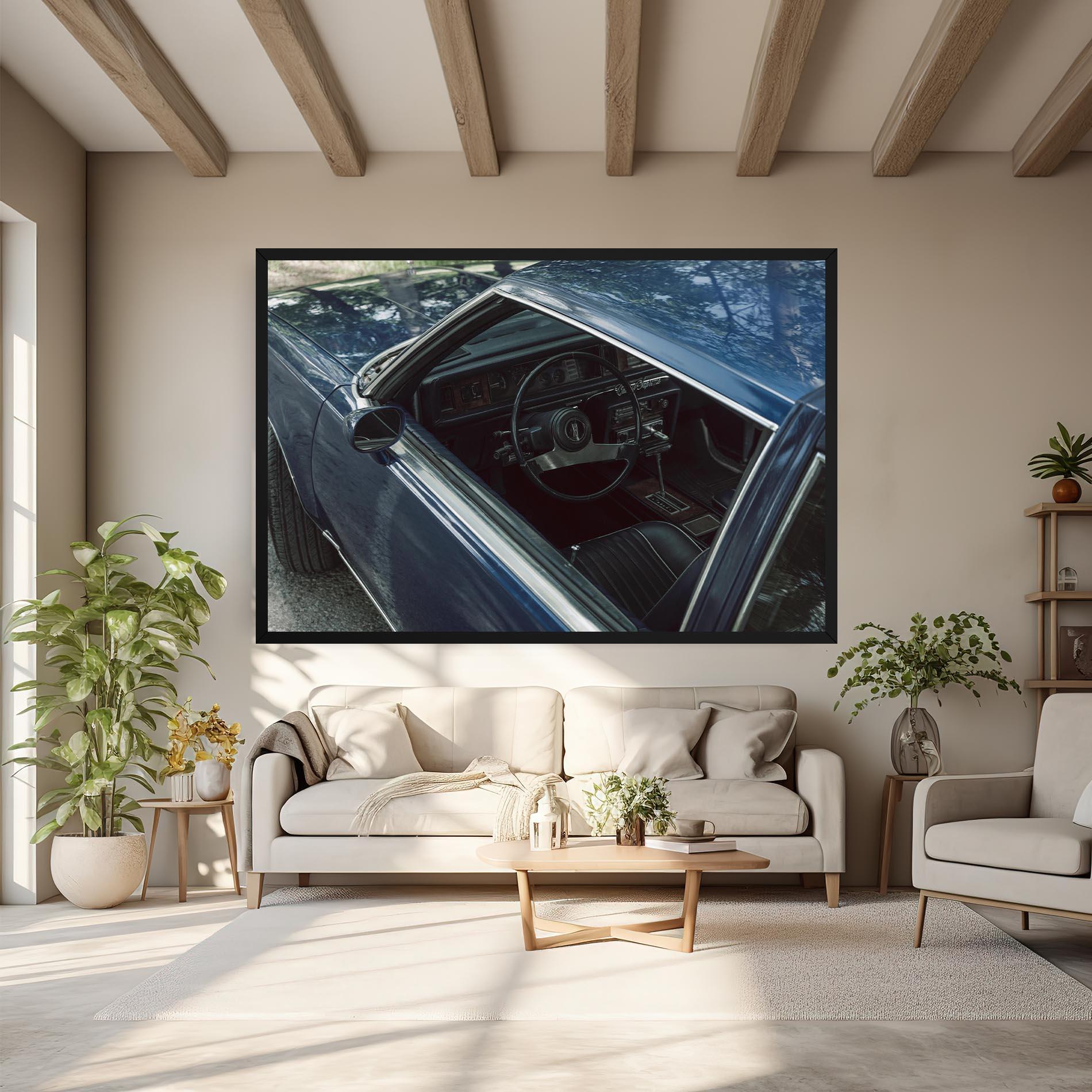 Leinwandbild Old Blue Car mockup 6