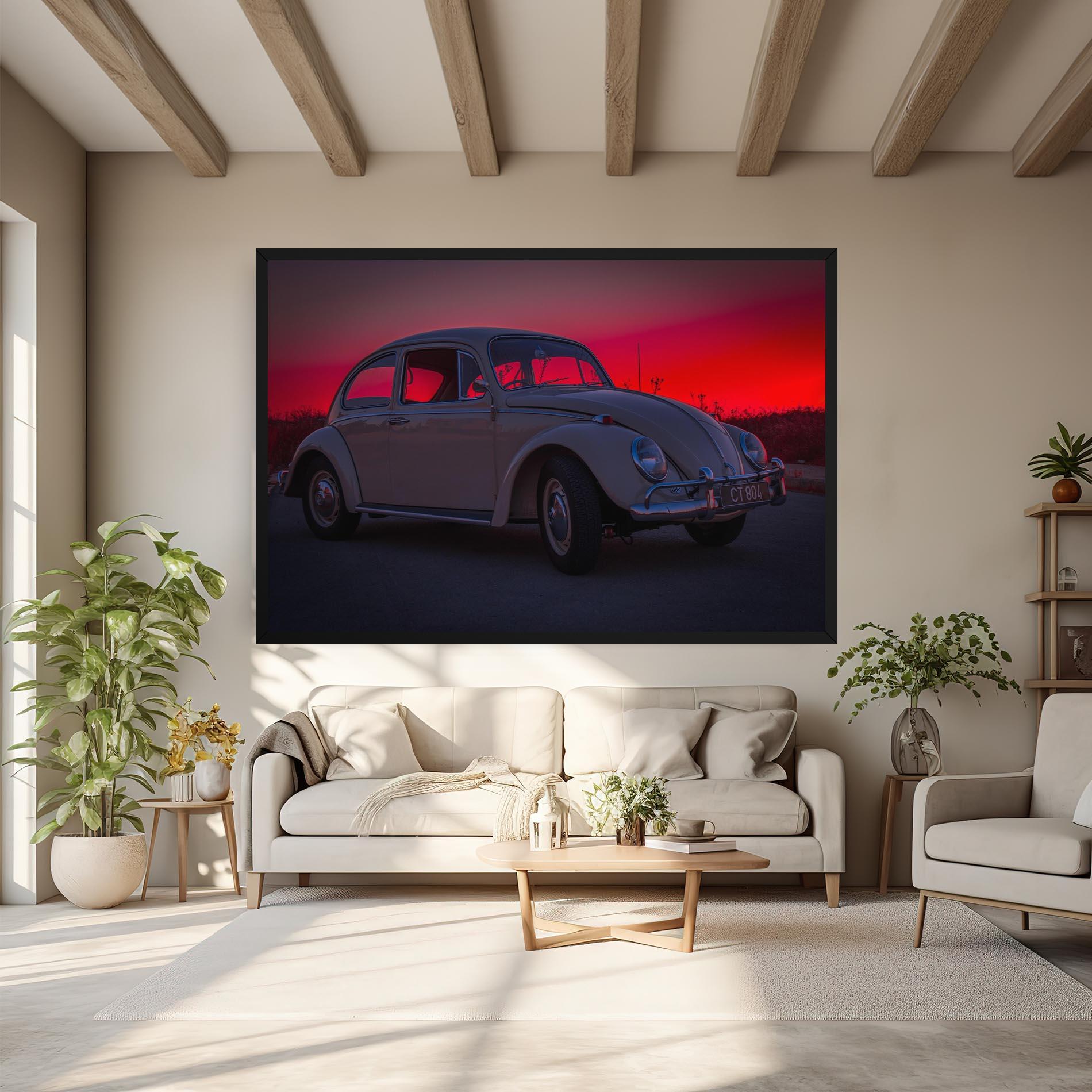 Leinwandbild Old Car Sunset mockup 6