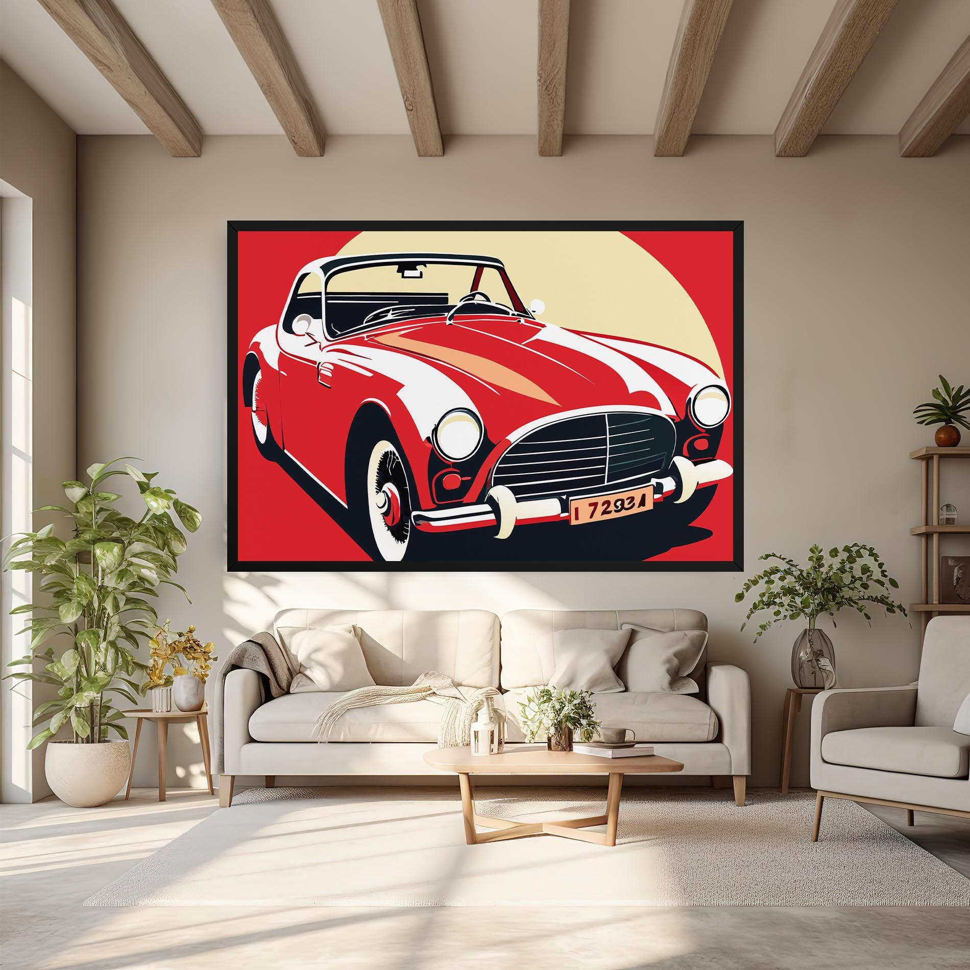 Leinwandbild Red Vintage Car mockup 6