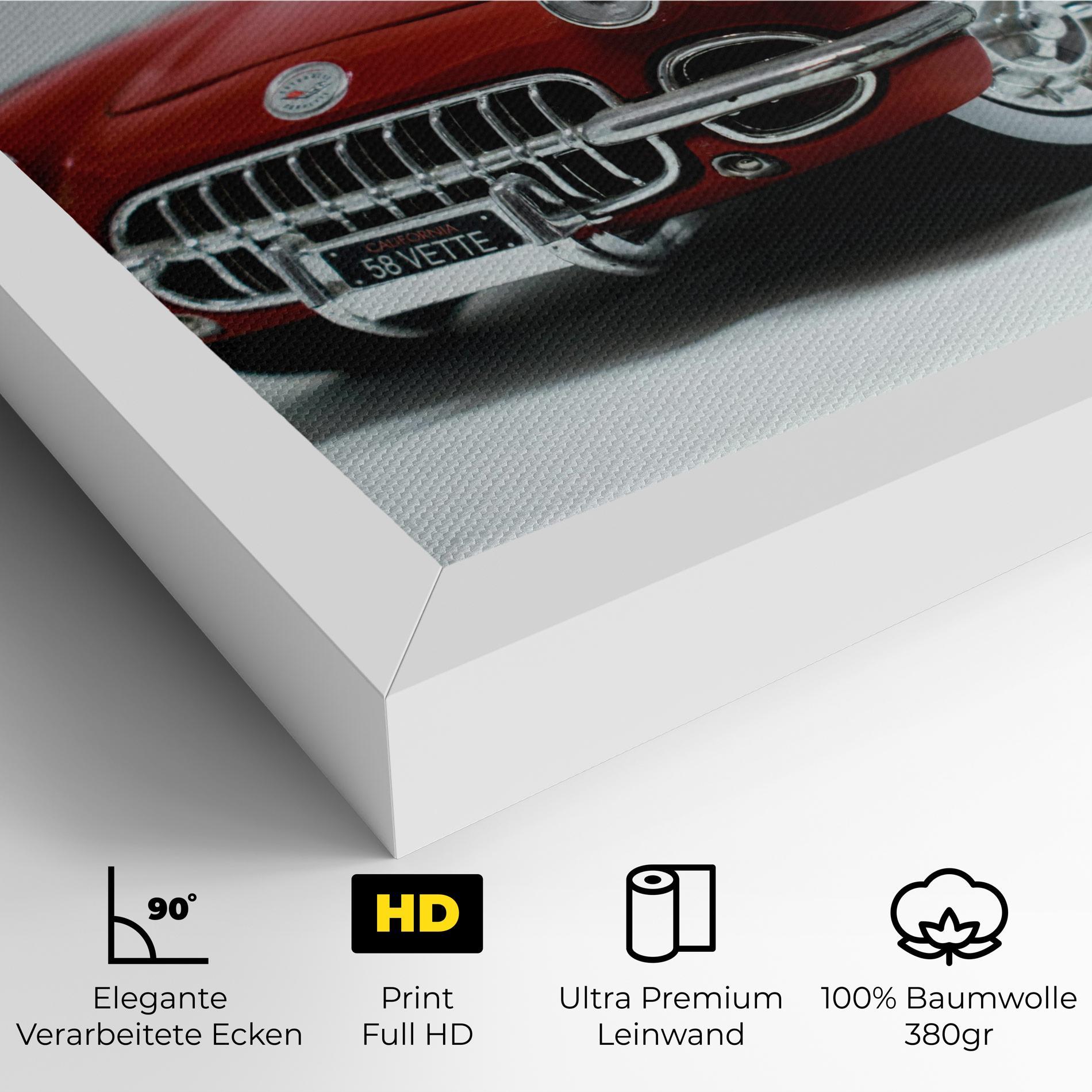 Leinwandbild Vintage Red Car mockup 4