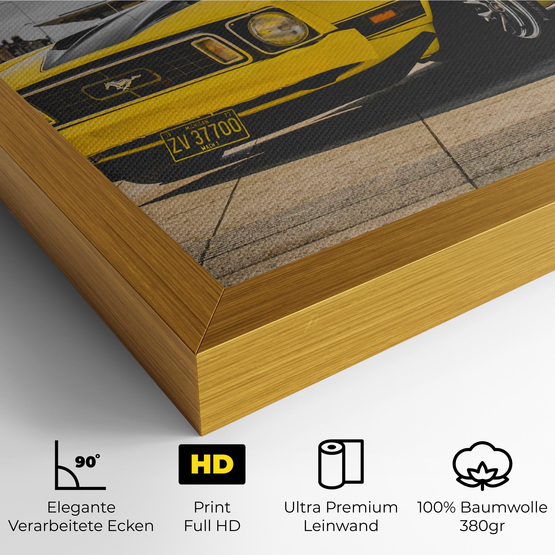Leinwandbild Vintage Yellow Car mockup 4