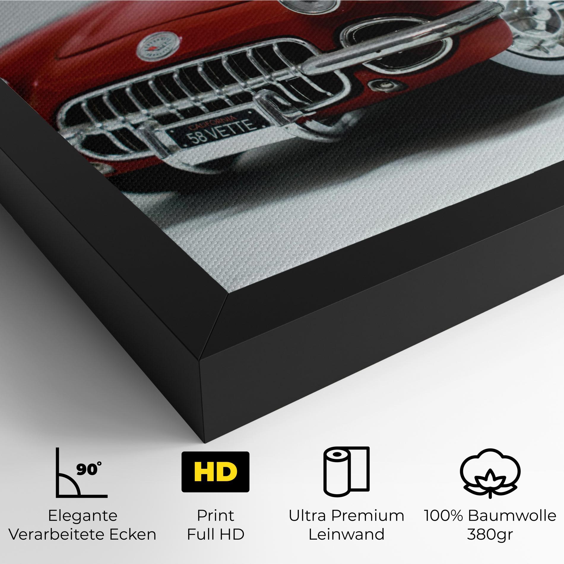 Leinwandbild Vintage Red Car mockup 4