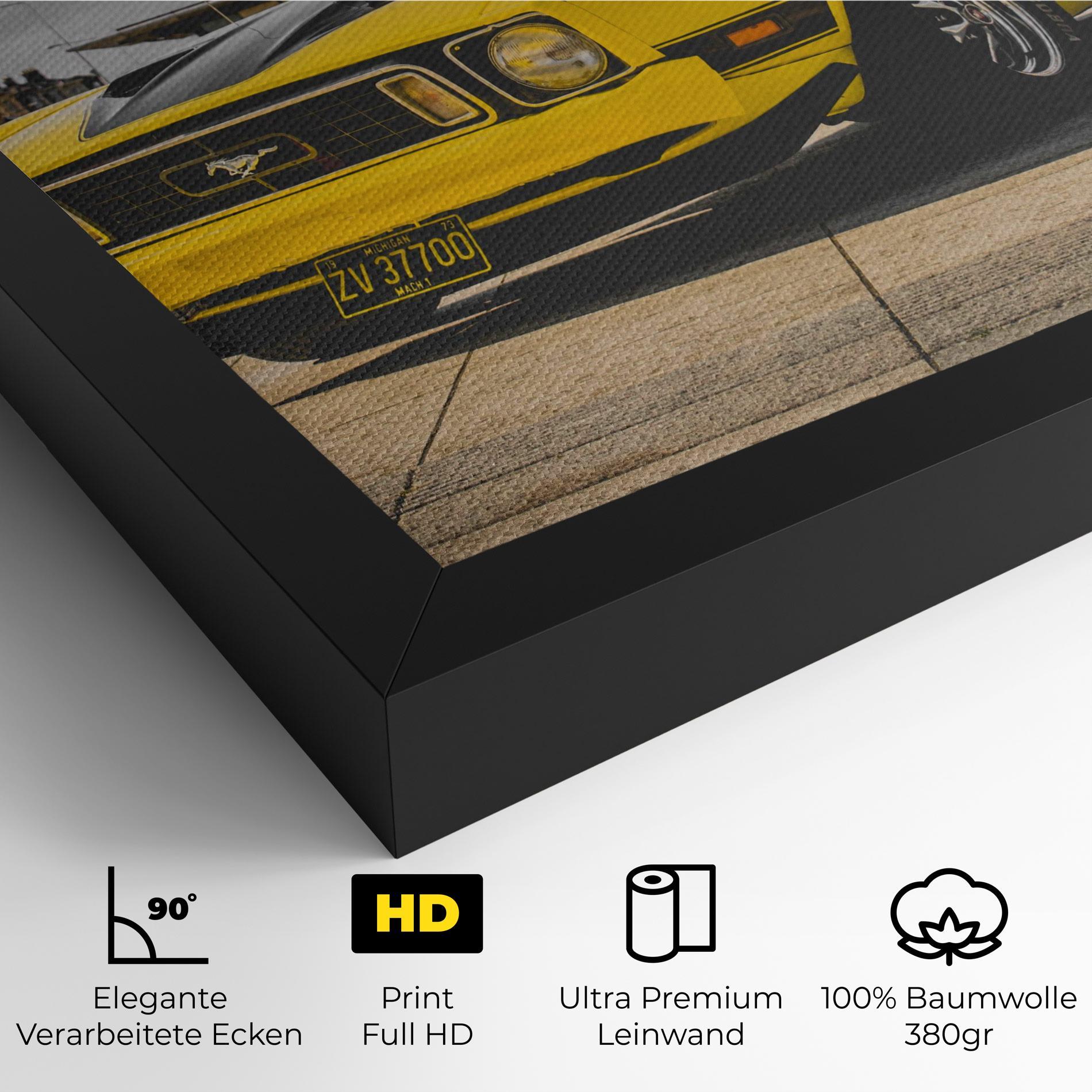 Leinwandbild Vintage Yellow Car mockup 4