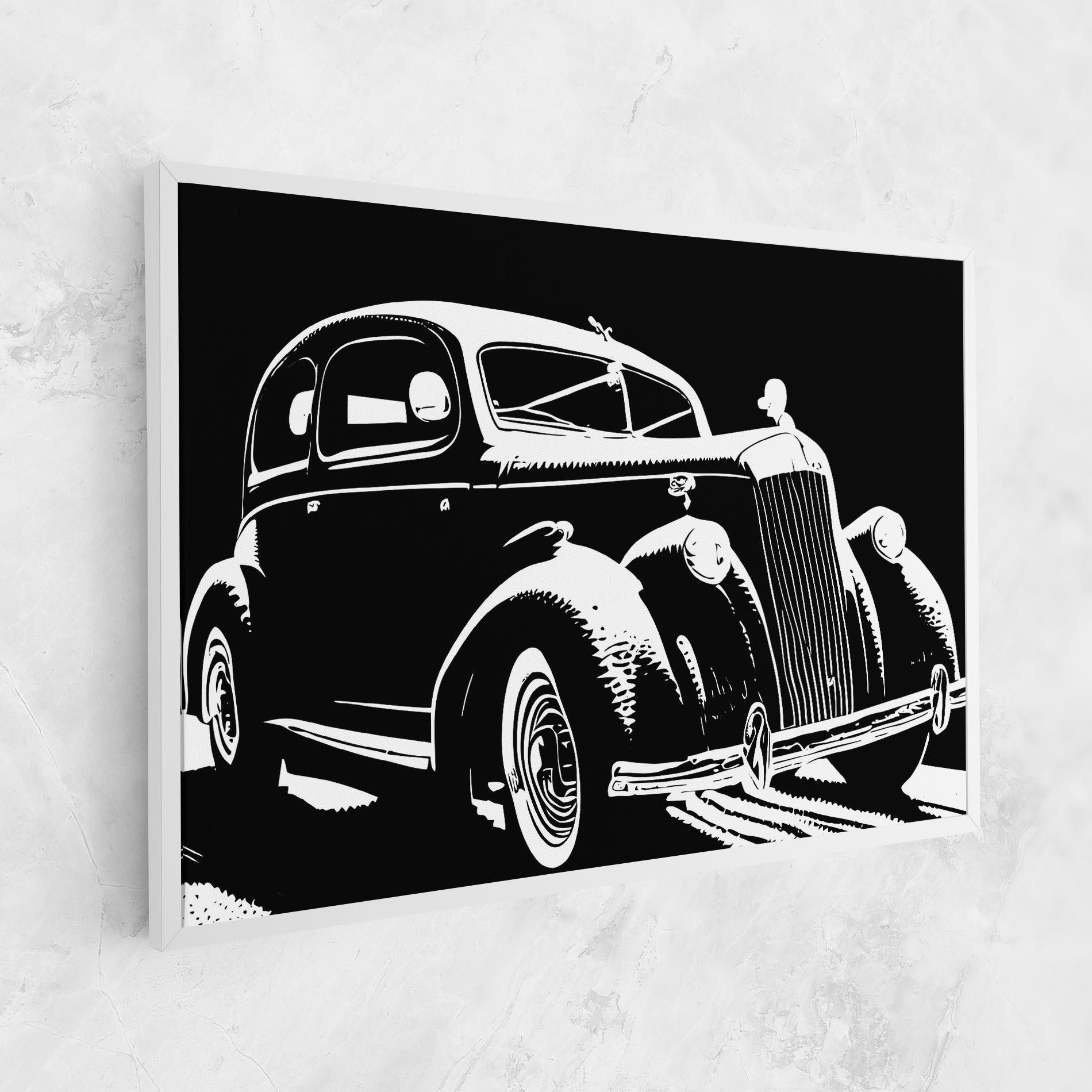 Leinwandbild Old Car Shilouette mockup 1