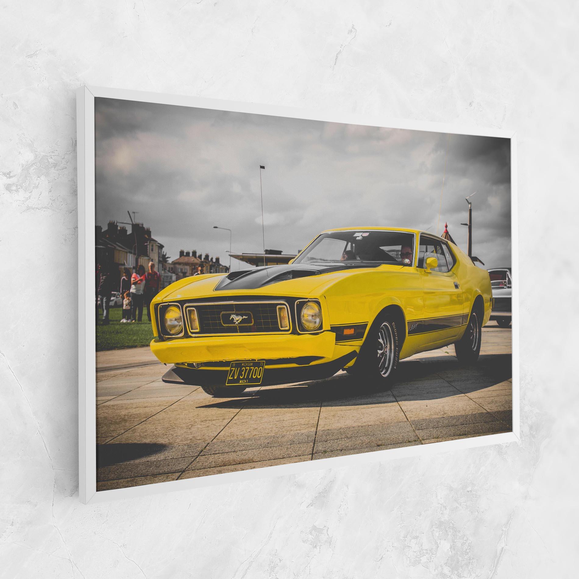 Leinwandbild Vintage Yellow Car mockup 1