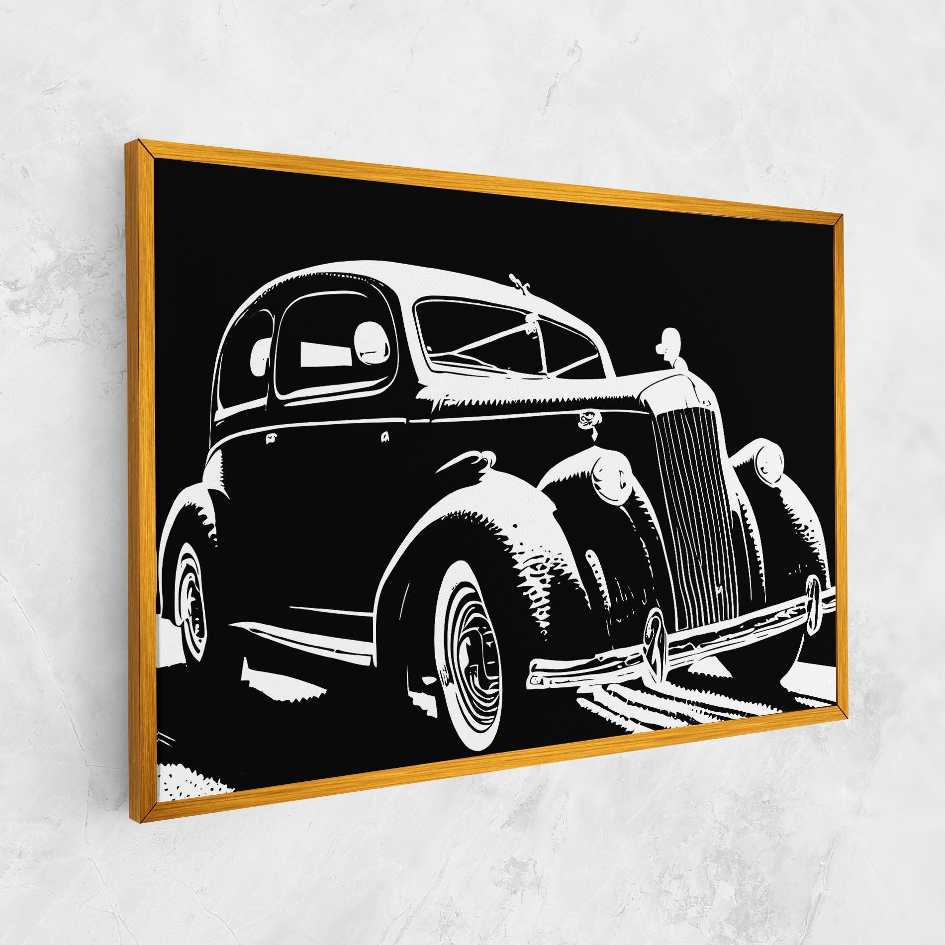 Leinwandbild Old Car Shilouette mockup 1