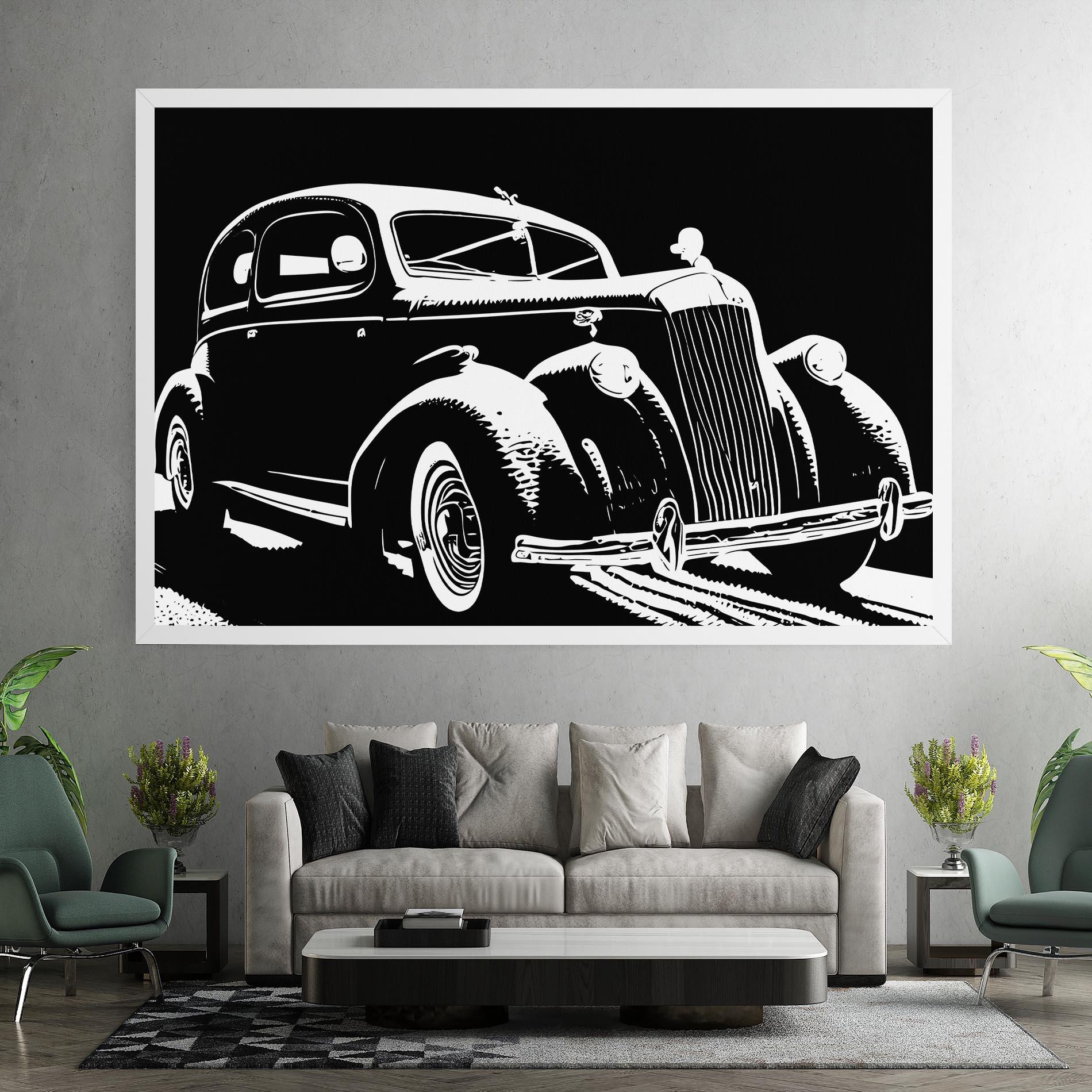 Leinwandbild Old Car Shilouette mockup 7